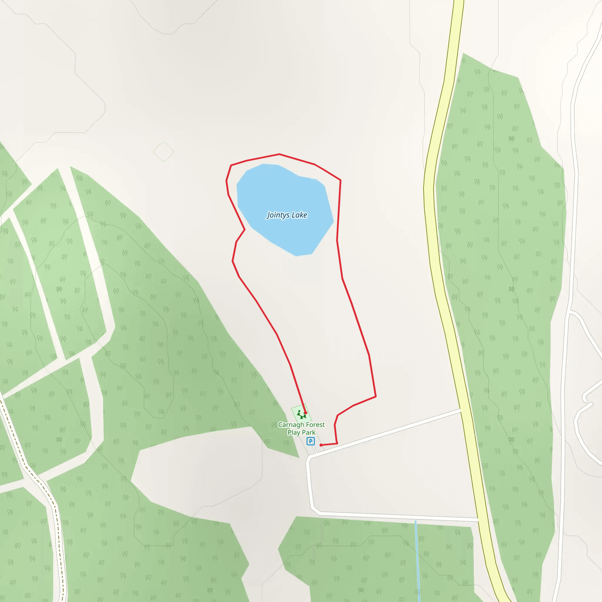 Carnagh Forest - Jointy's Lake Trail mobile static map