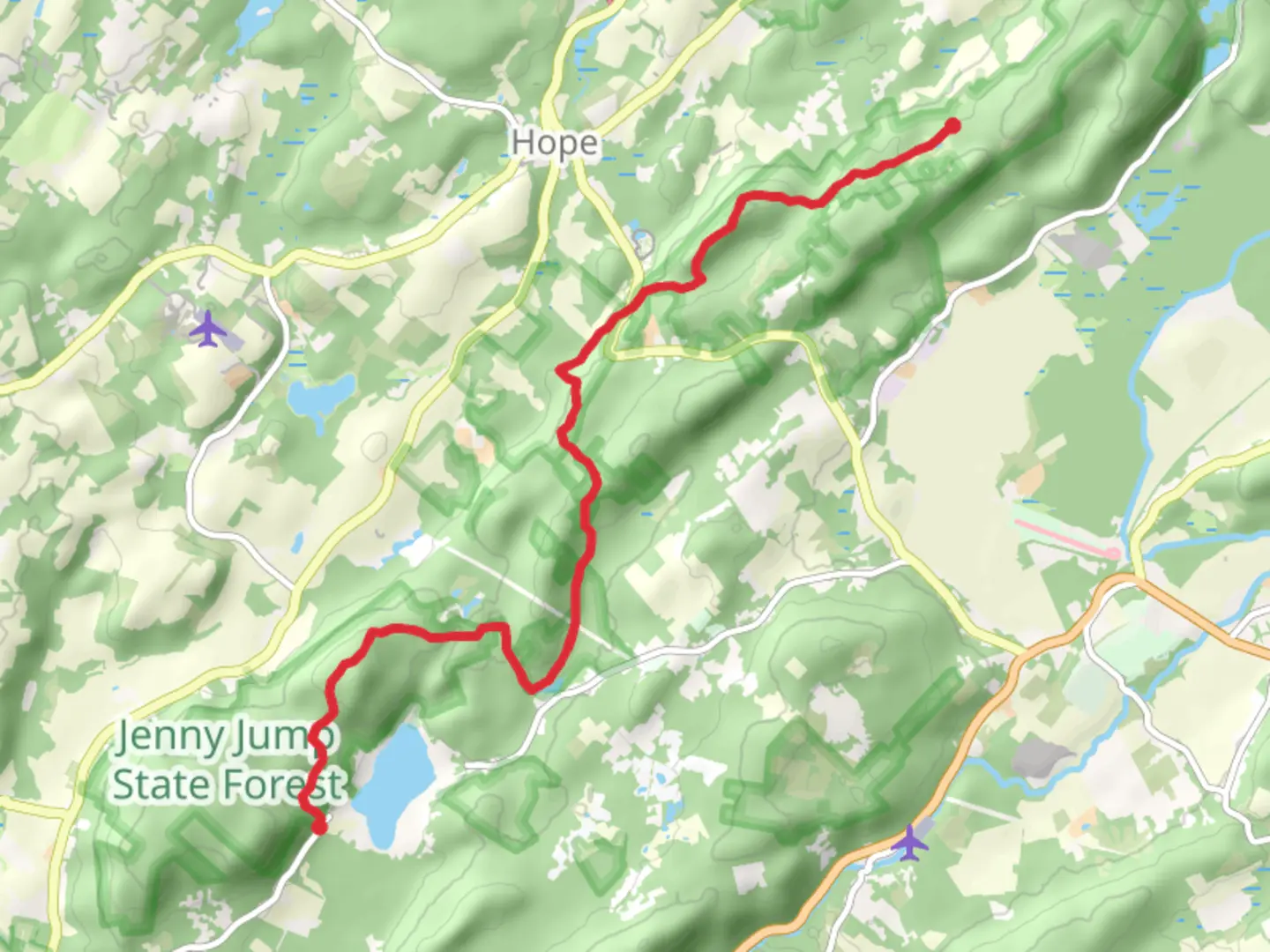 An image depicting the trail Jenny Jump Trail - Light Blue and its surrounding area.