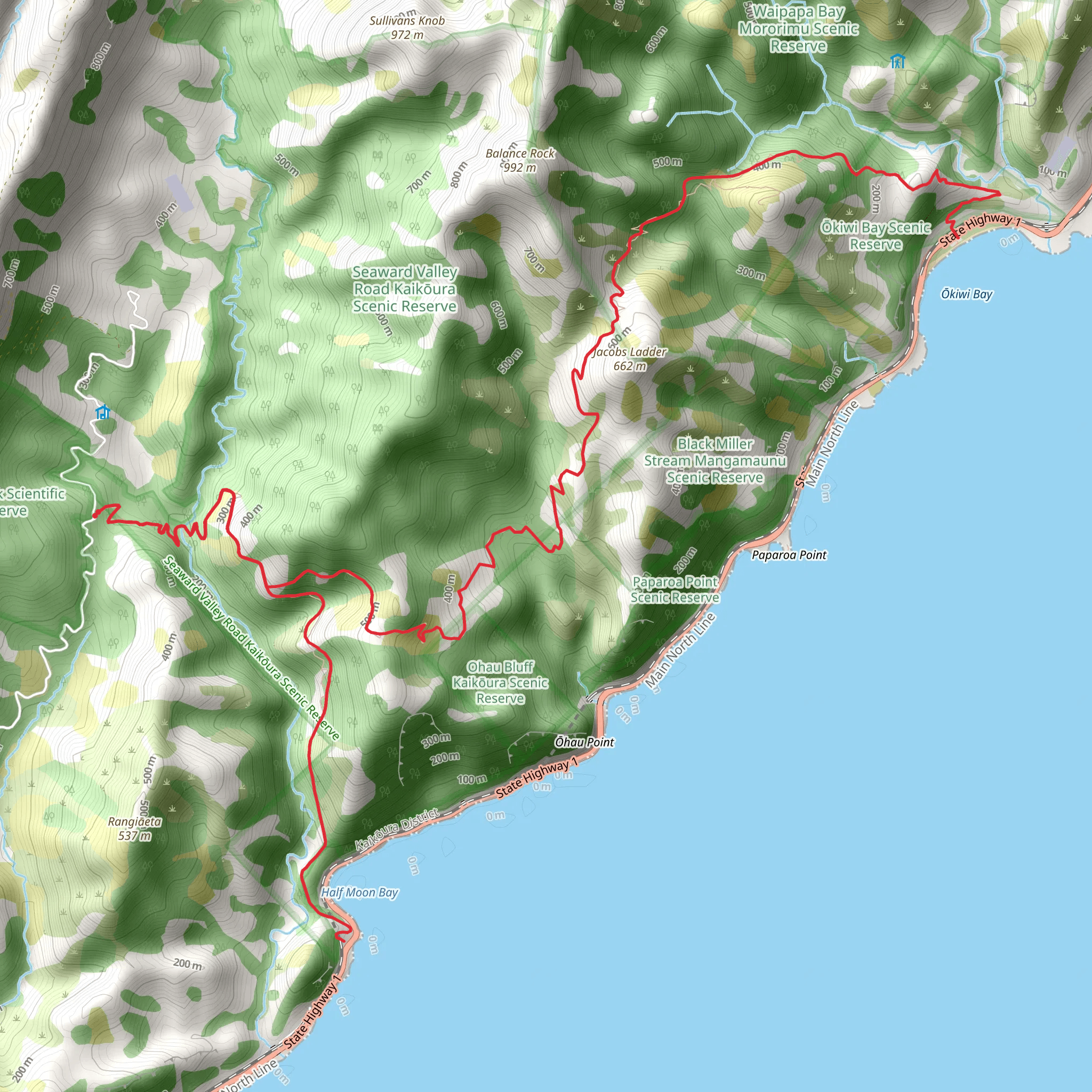 Okiwi Bay - Half Moon Bay Track mobile static map