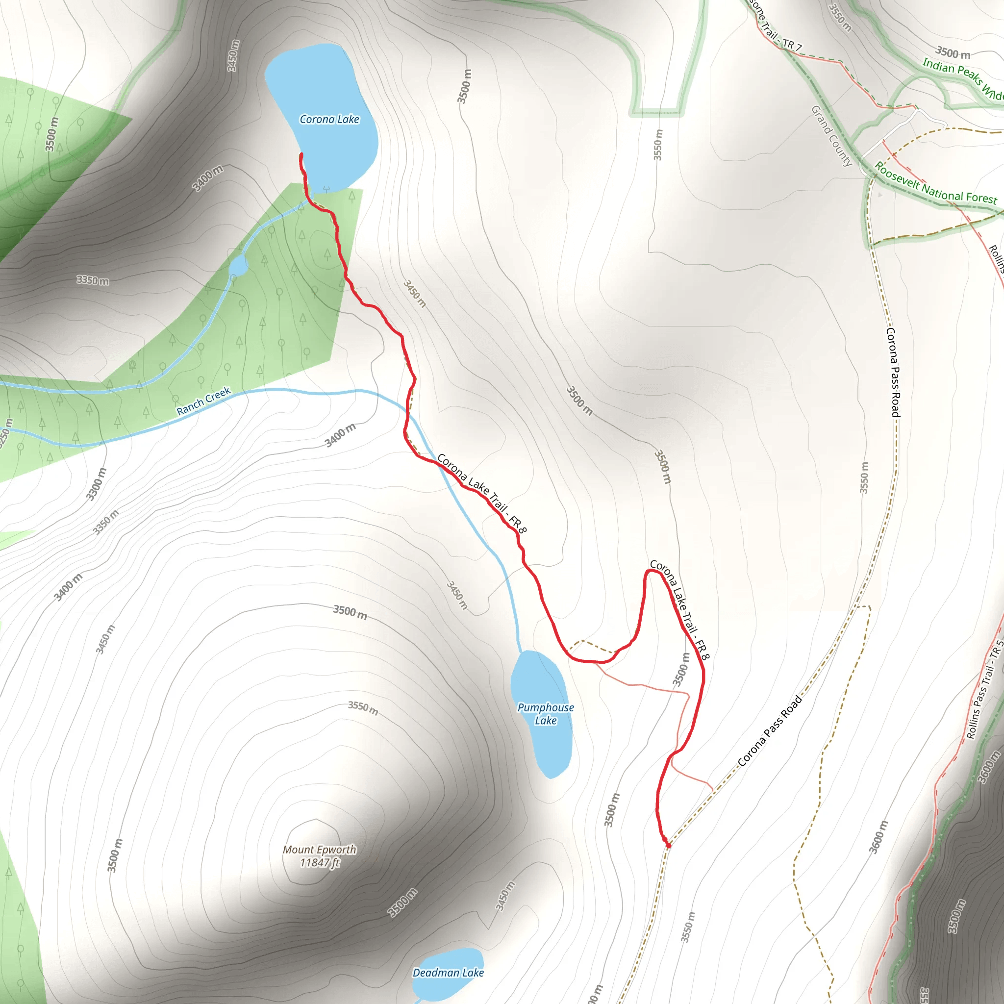 Corona Lake Trail mobile static map