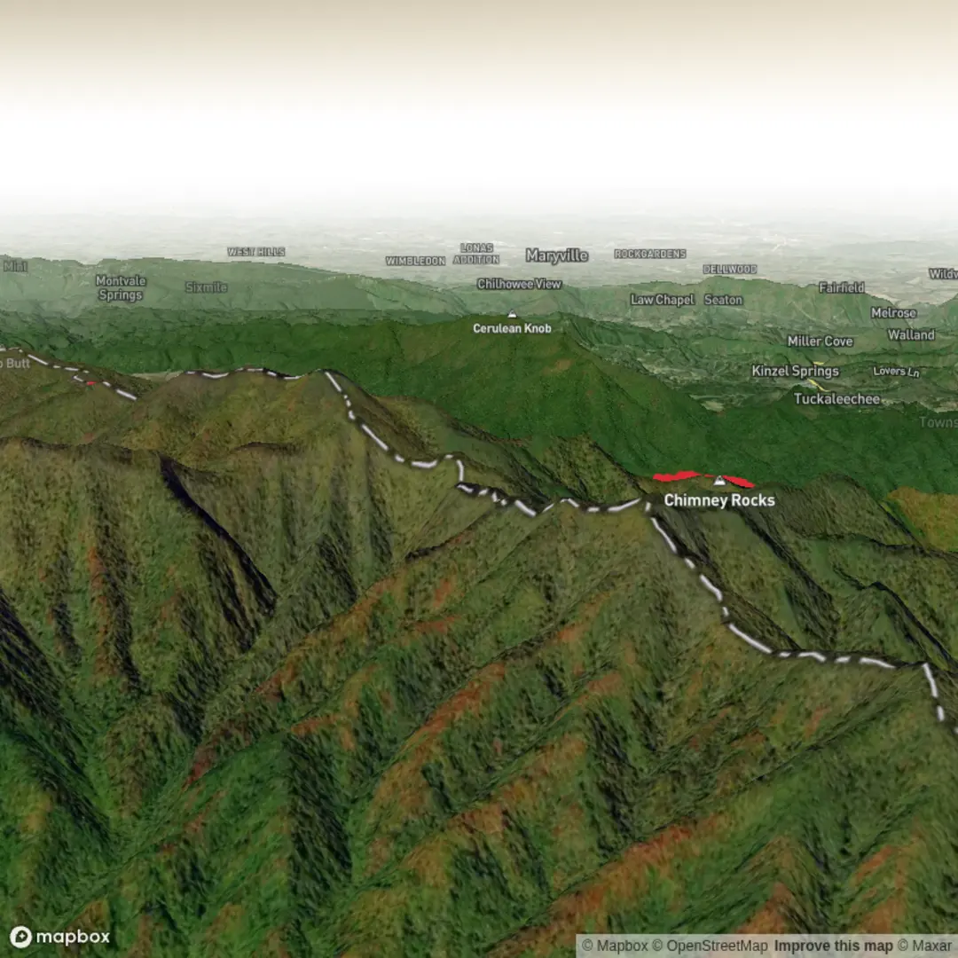 An image depicting the trail Anthony Creek, Spence Field, Sandy Gap, Bote Mountain and Big Spring Cove and its surrounding area.