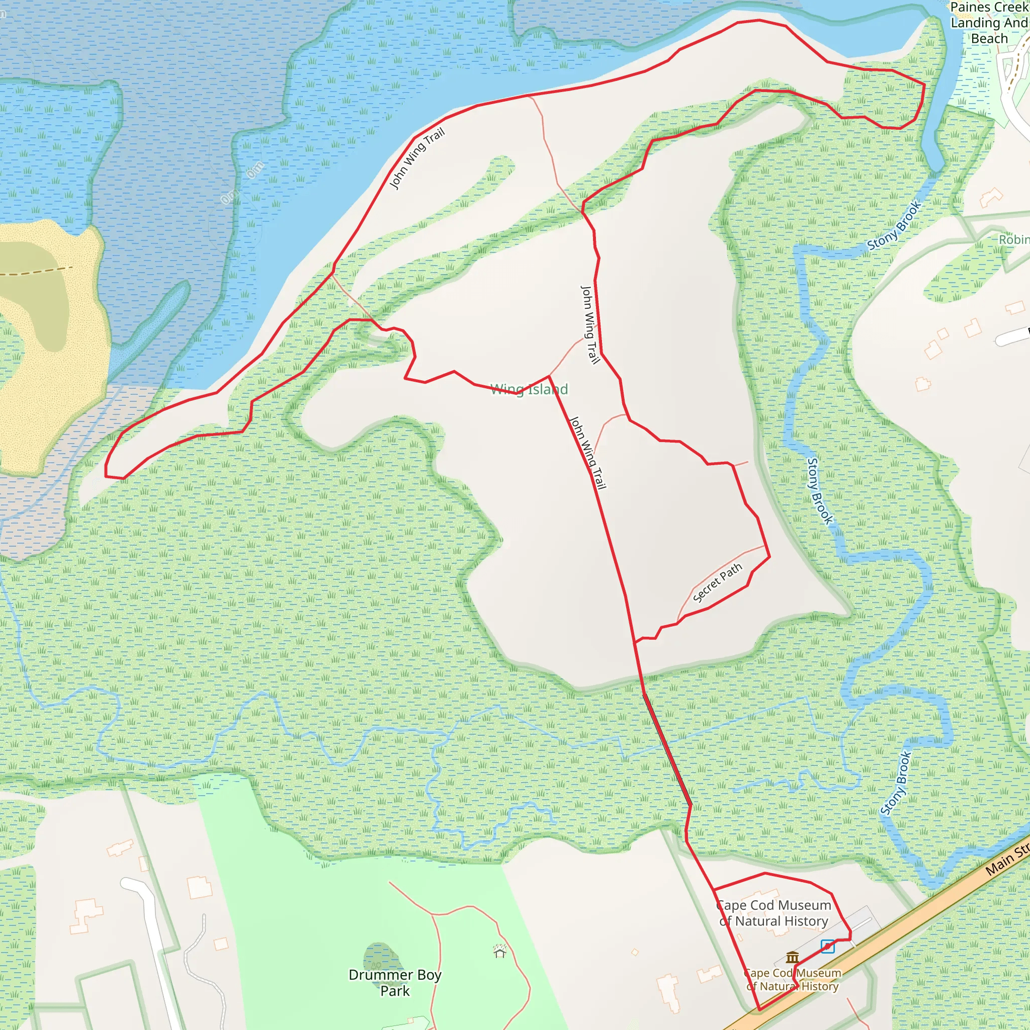 John Wing Trail and Secret Path Loop mobile static map