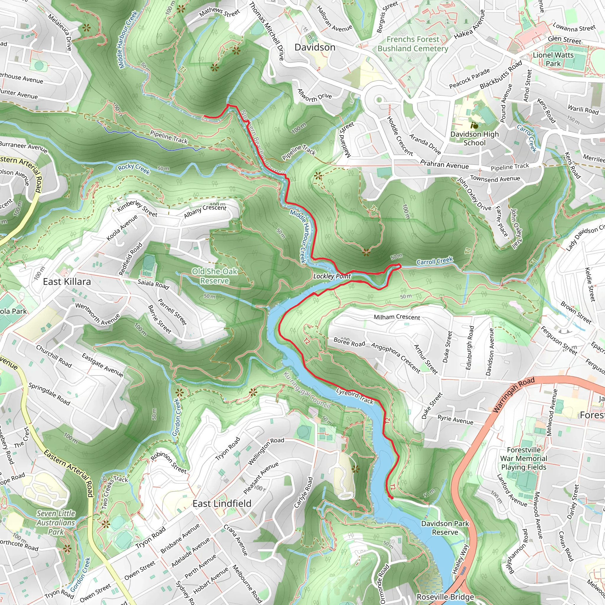 Davidson Park to Stepping Stone Crossing Walk mobile static map