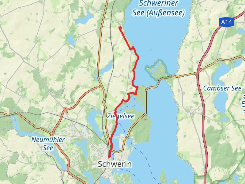 Schwerin to Lübstorf via Wendenhof - Gertrundenhof