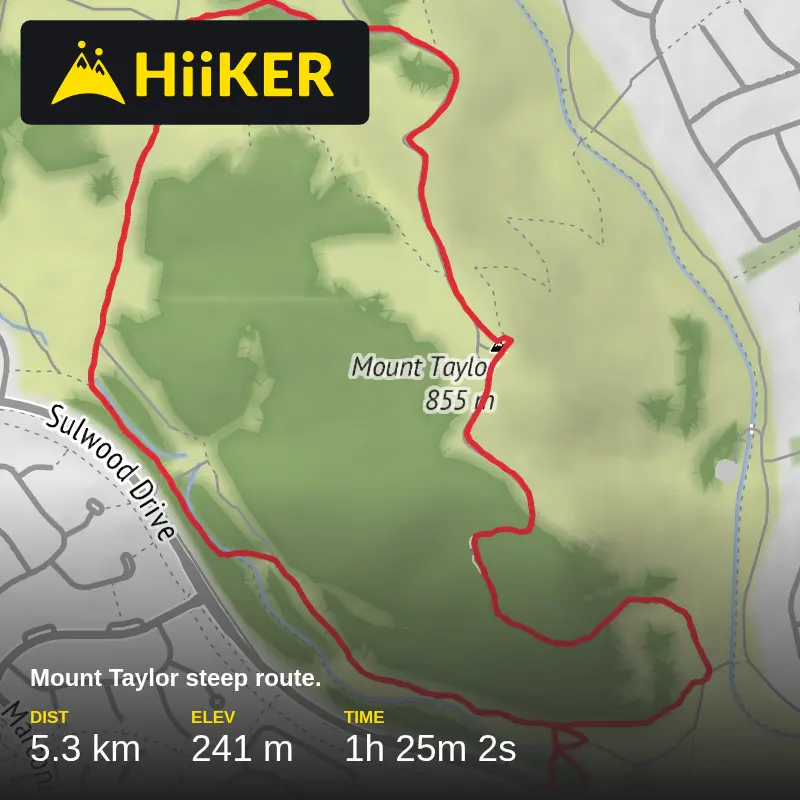 A map preview of the recording Mount Taylor steep route..