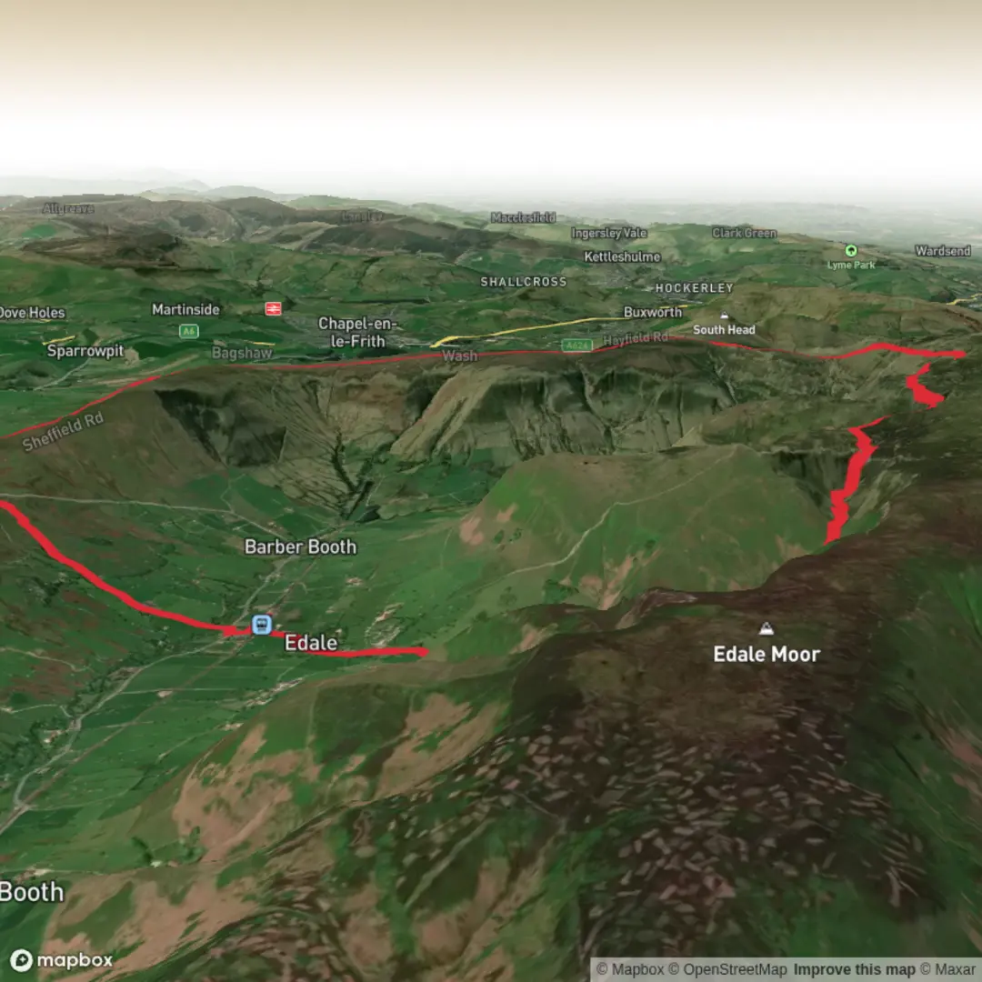 An image depicting the trail The random Edale circular!! and its surrounding area.