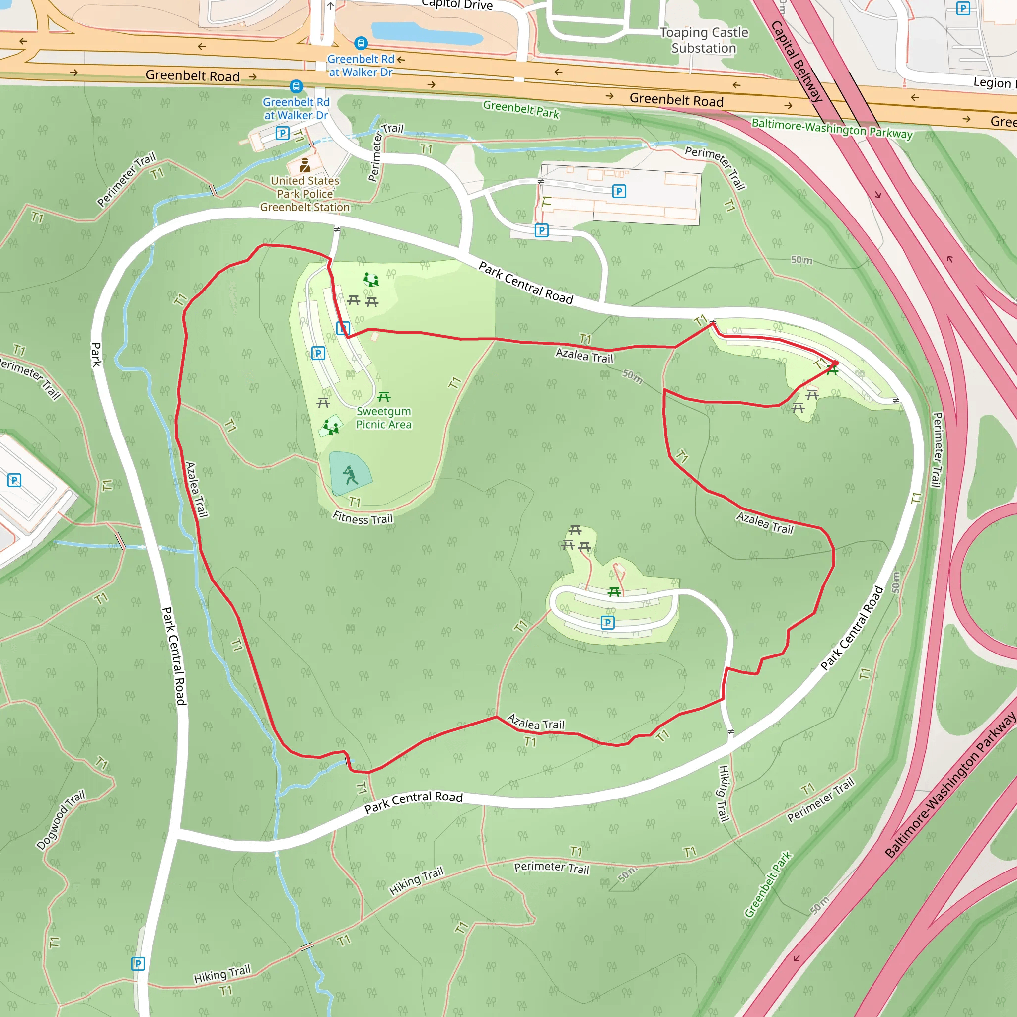 Azalea Loop Trail mobile static map