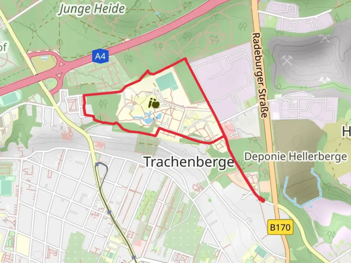 An image depicting the trail Berufsbildungswerk Dresden Loop via Panoramaweg and its surrounding area.