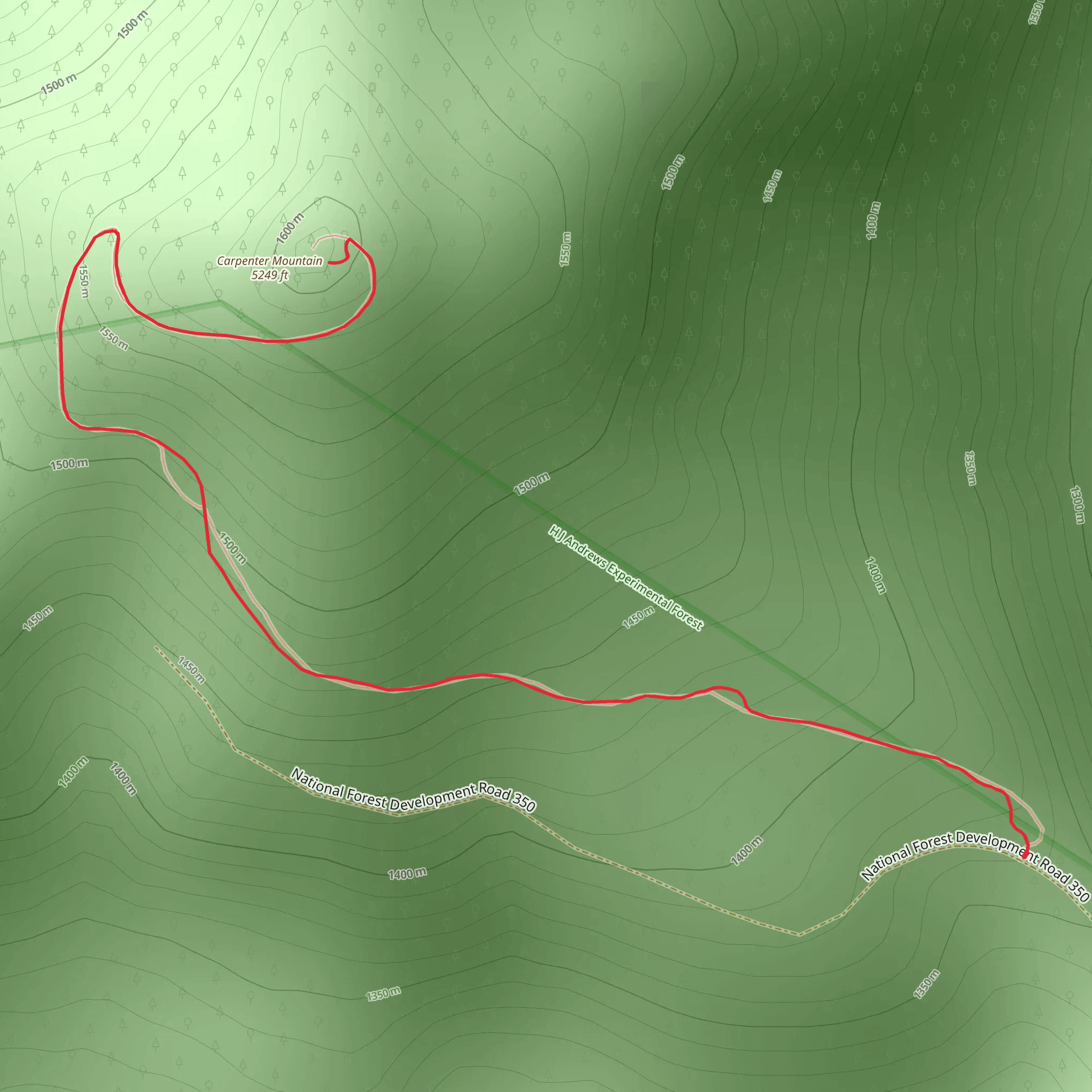 Carpenter Mountain Trail mobile static map