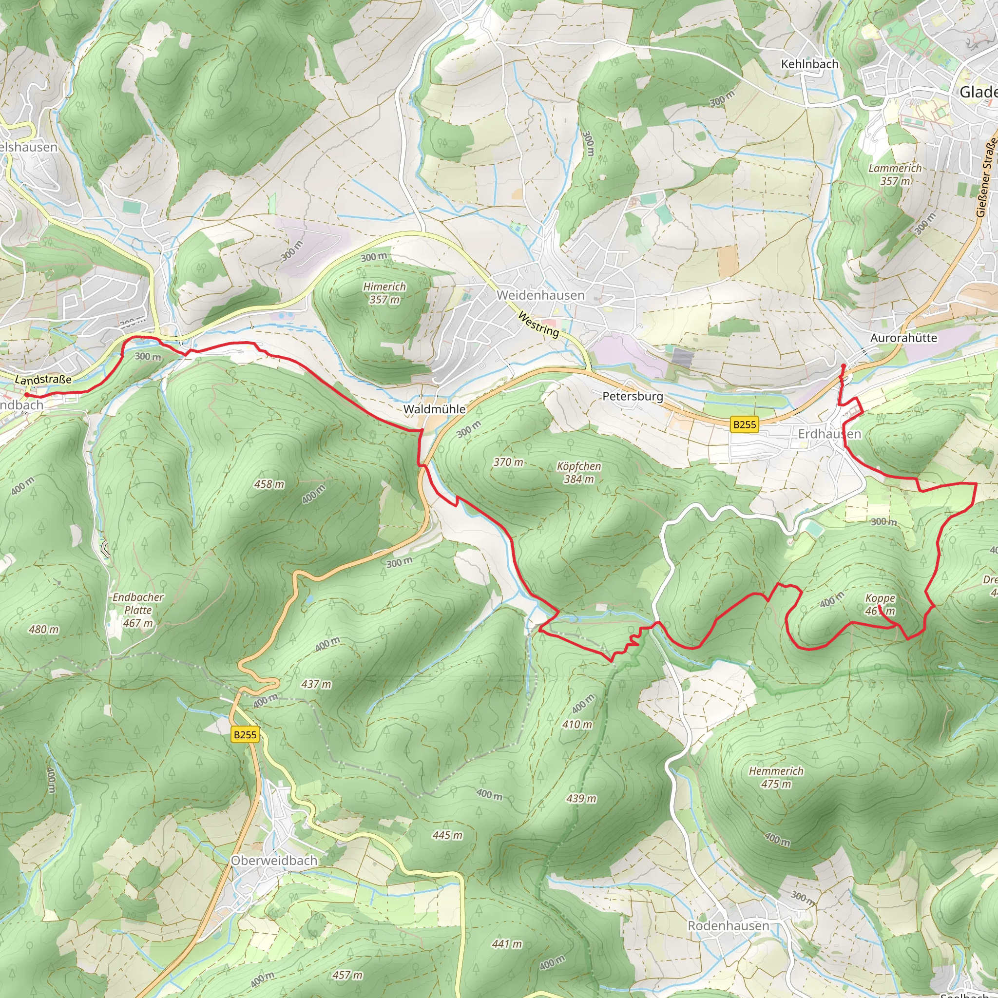 Erdhausen to Bad Endbach via Koppe and Salzböde-Bergpfad mobile static map
