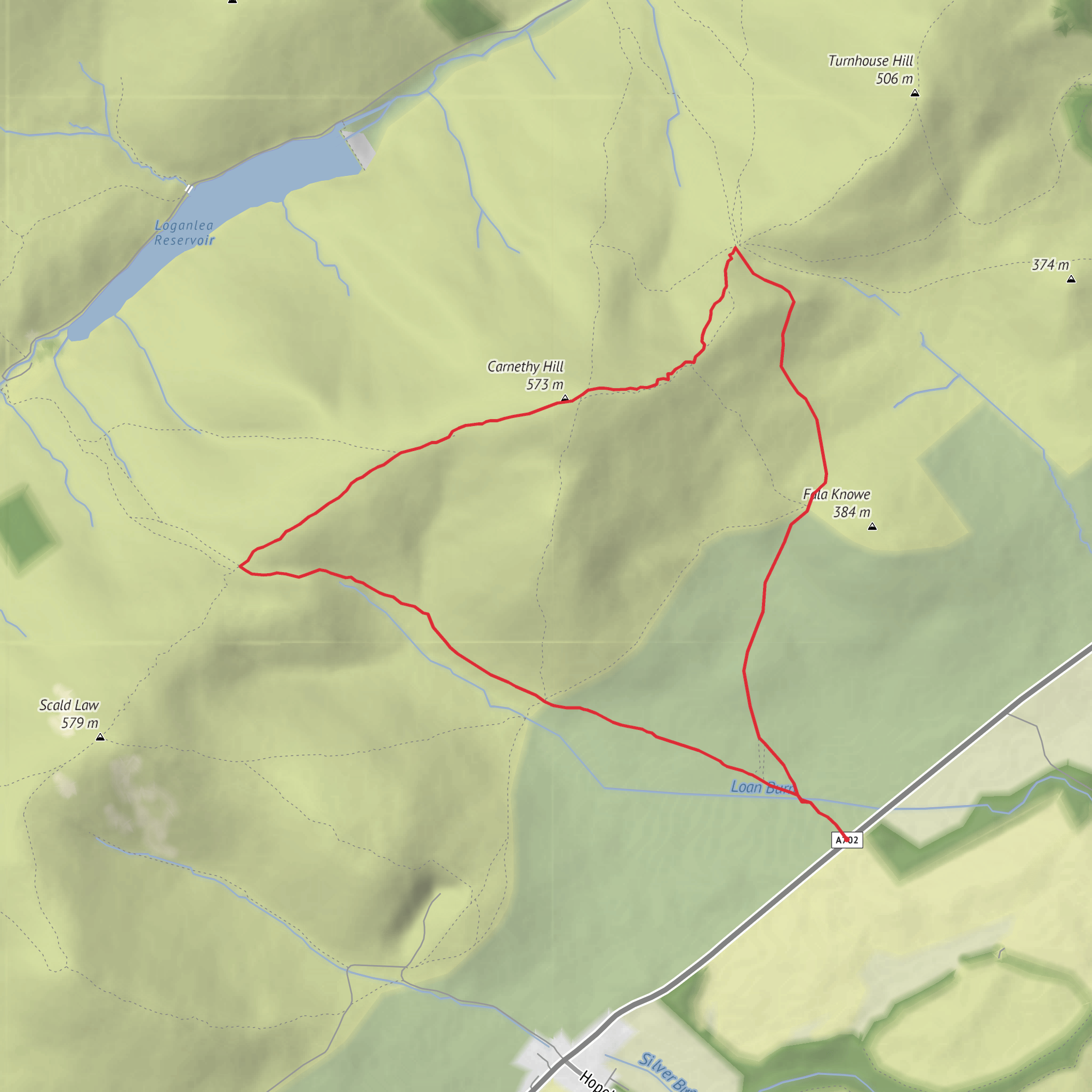Fala Knowe, Carnethy Hill and Grain Burn Loop mobile static map