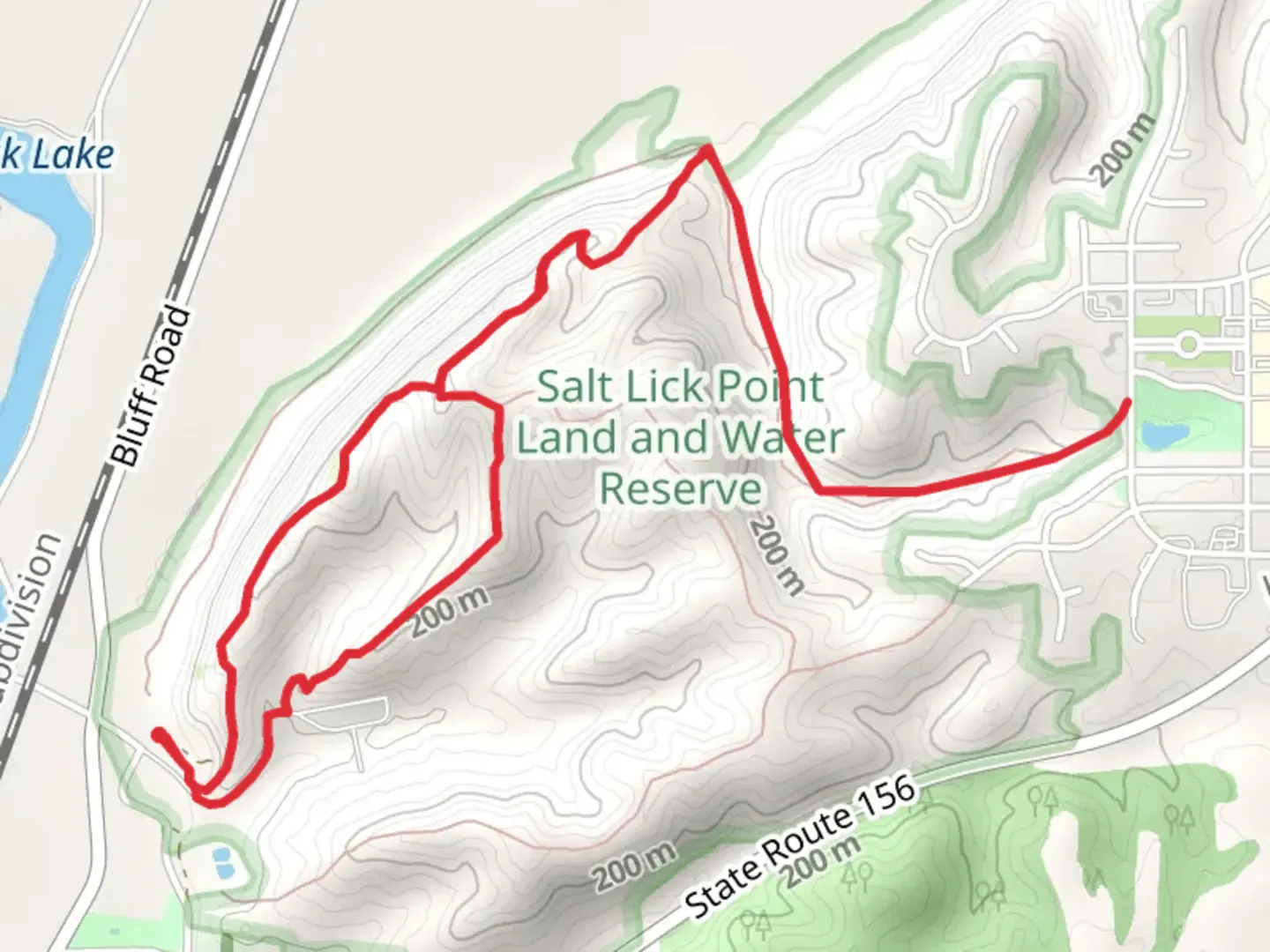 An image depicting the trail Salt Lick Point, Newman and Limestone Lane Loop Trail and its surrounding area.