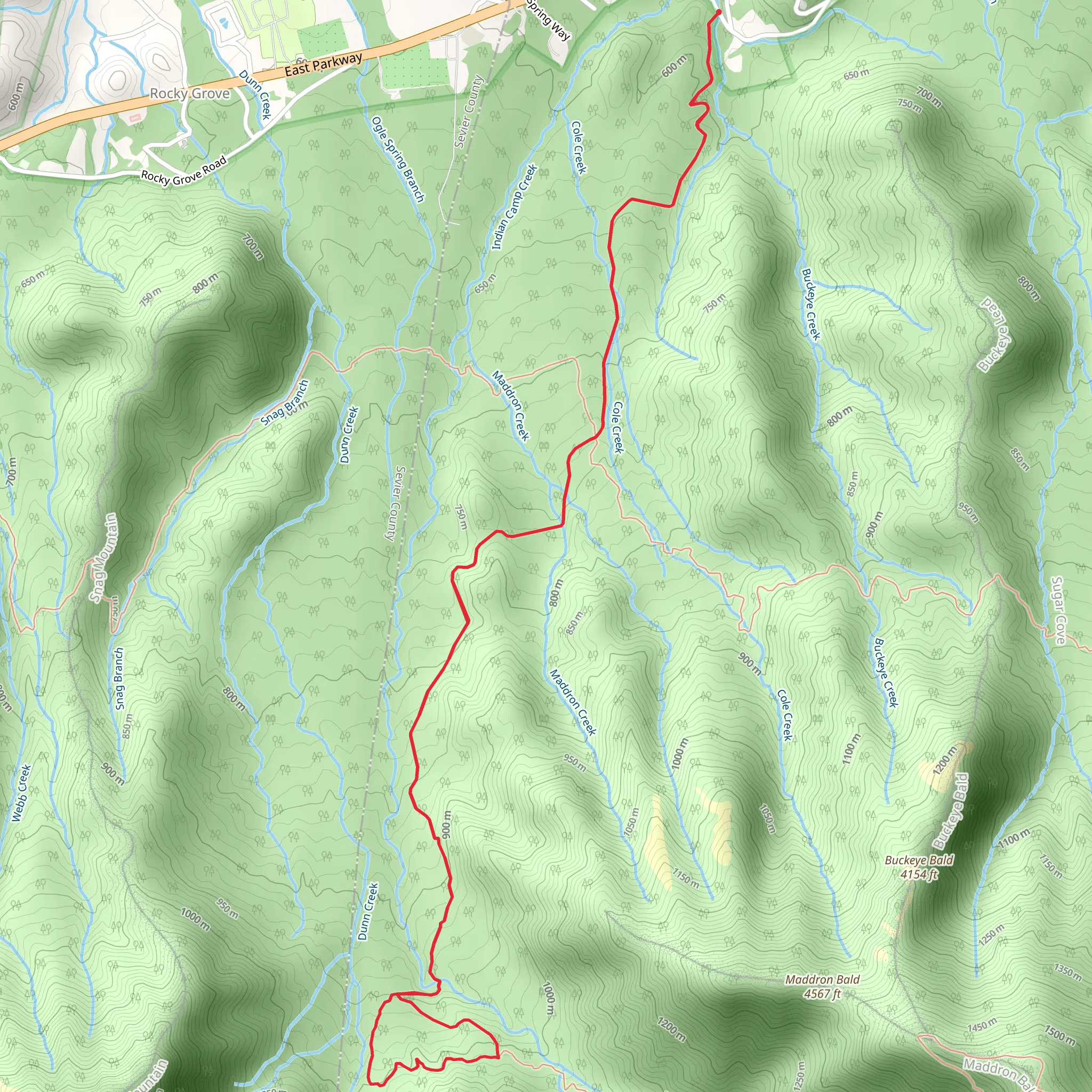 Maddron Bald Trail Loop mobile static map