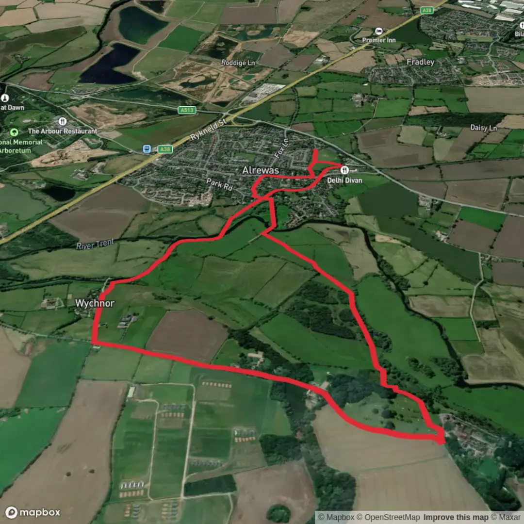 An image depicting the trail Alrewas - Wychnor Circular and its surrounding area.