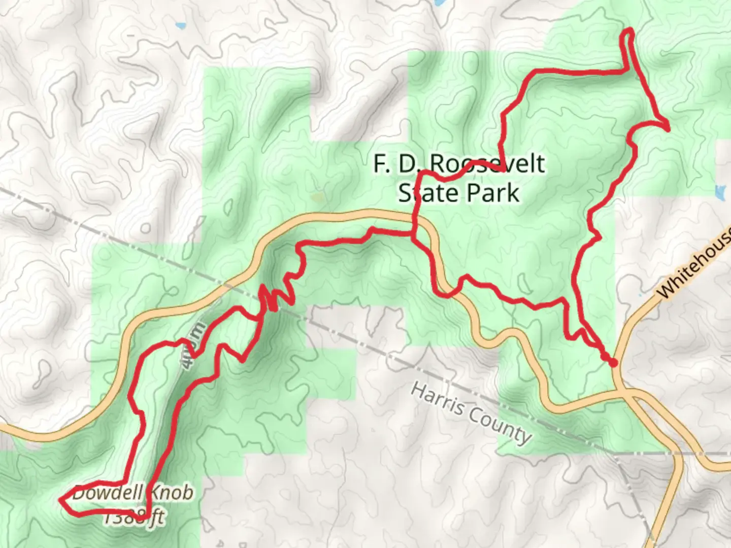 An image depicting the trail Pine Mountain, Dowdell Knob and Beaver Pond Loop Trail and its surrounding area.