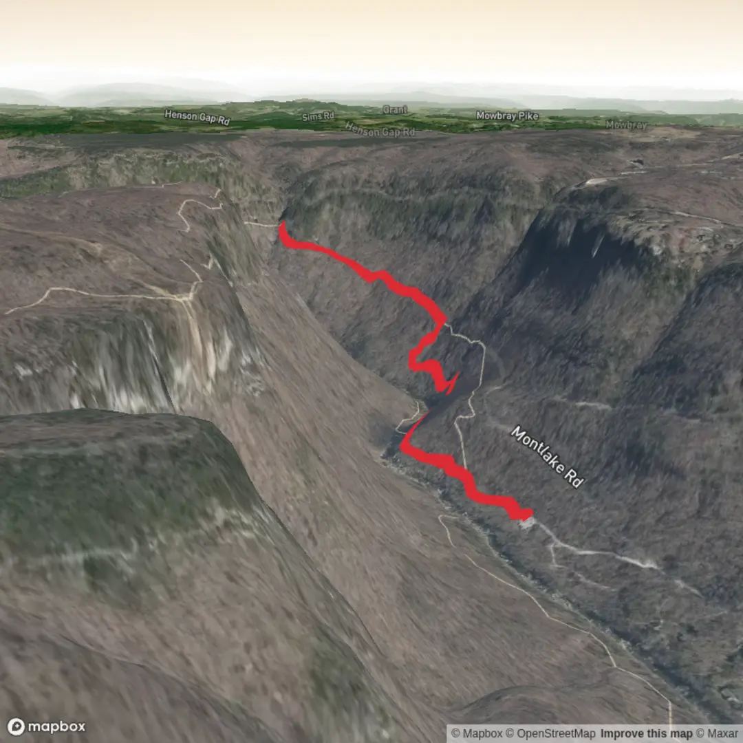 An image depicting the trail Stripmine Falls via Cumberland Trail and its surrounding area.