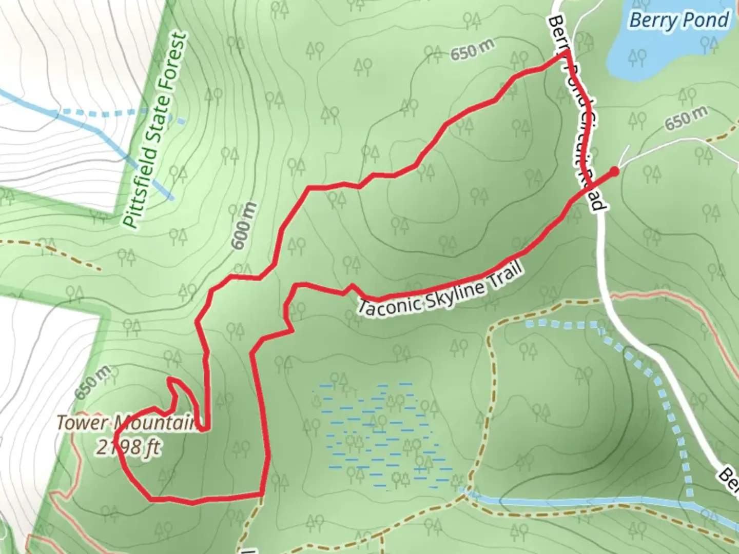 An image depicting the trail Tower Mountain Loop via Taconic Crest Trail and its surrounding area.