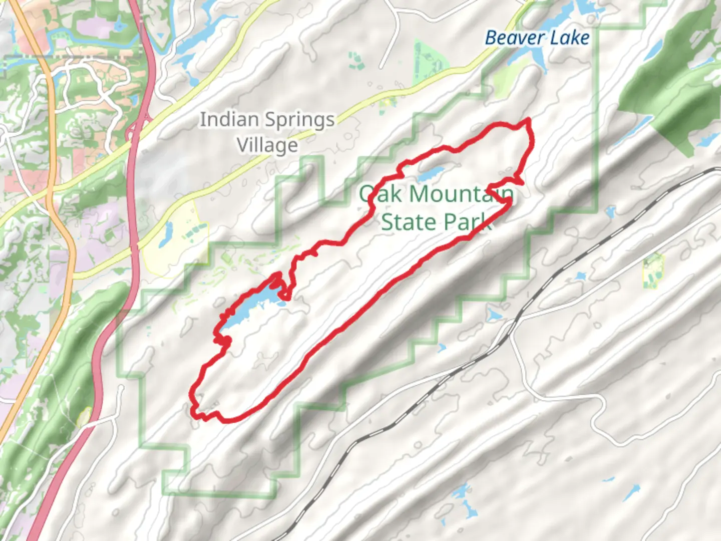 An image depicting the trail Double Oak, Cat Dog Snake and White Trail and its surrounding area.