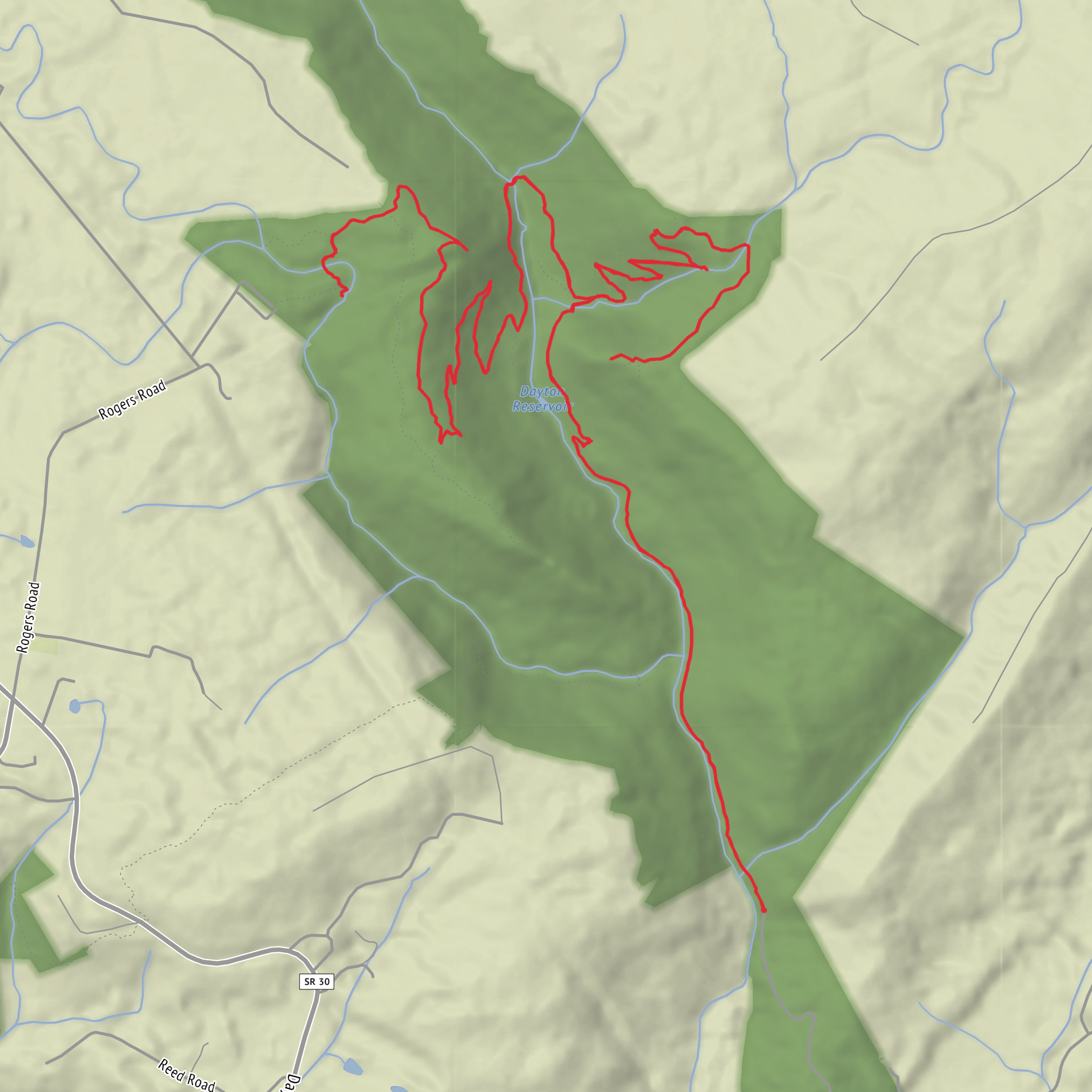 Dunn Overlook, Snow Falls, Laurel Falls and Bryan Overlook mobile static map