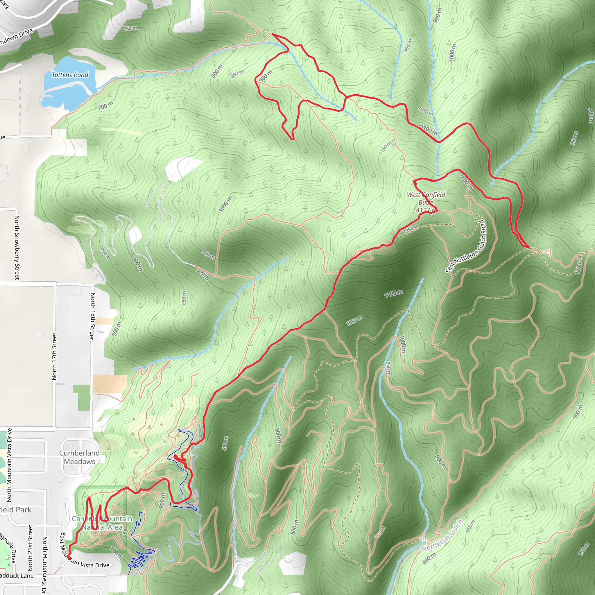West Canfield Butte via Trail 1 and Trail D mobile static map