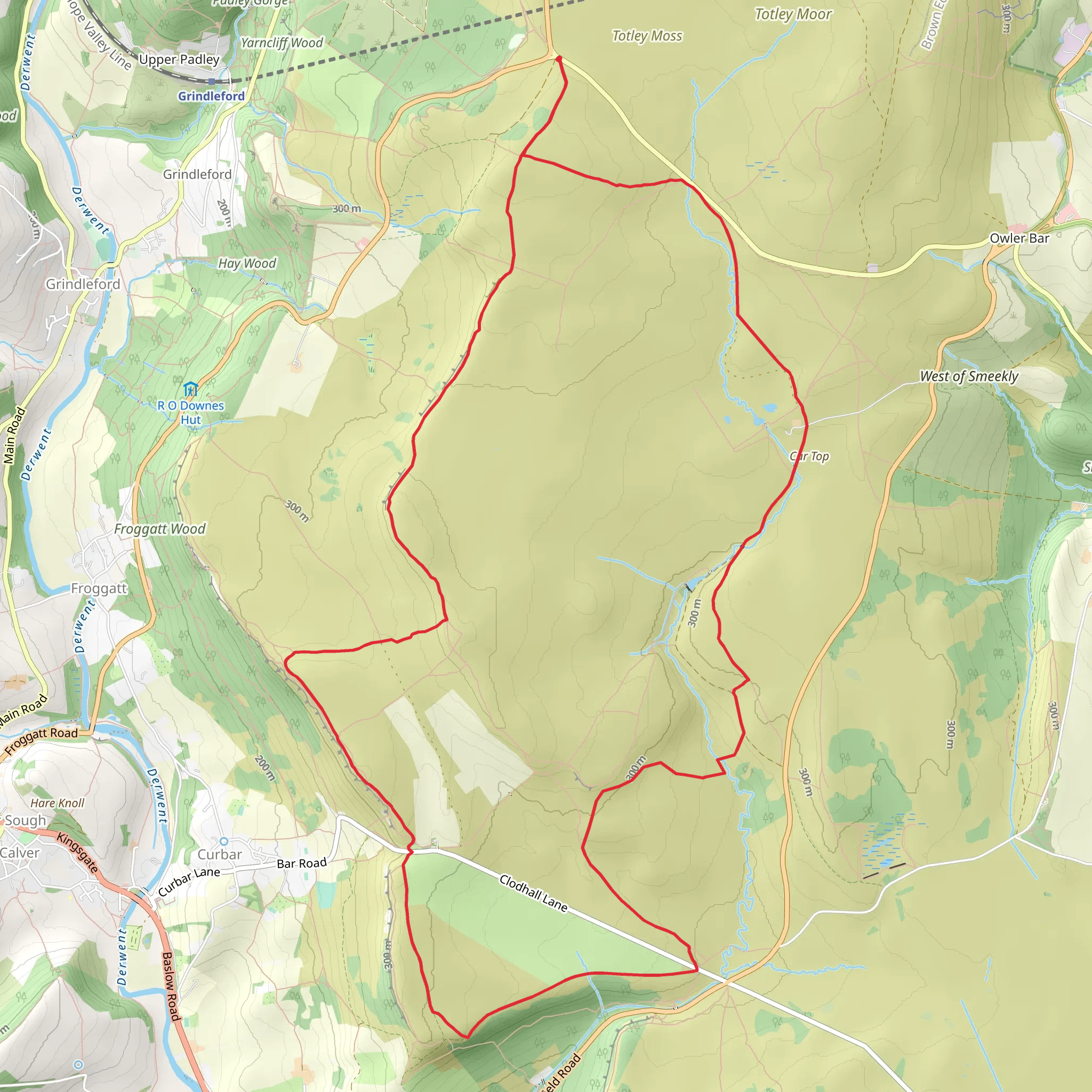 Curbar and Baslow Edge Loop mobile static map