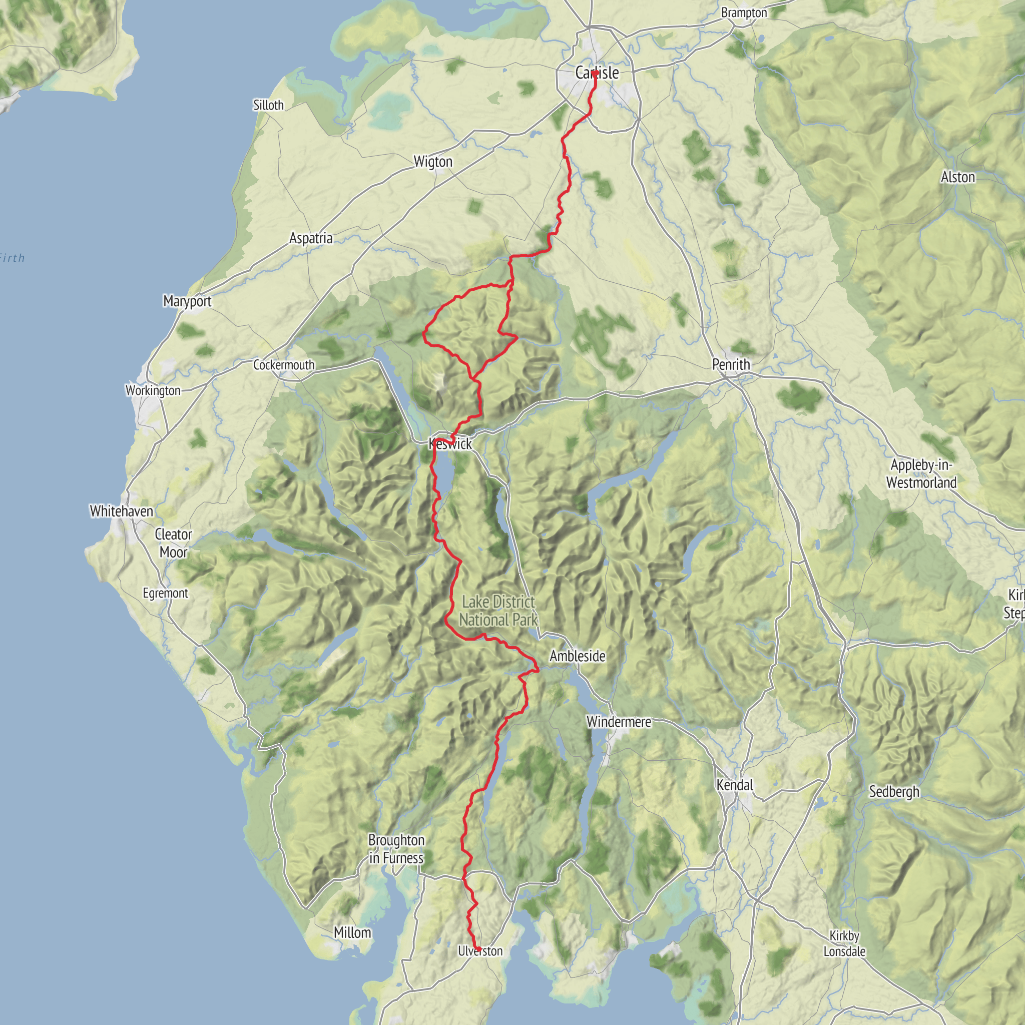 Cumbria Way mobile static map