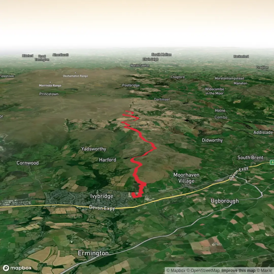 An image depicting the trail Red Lake out and back from Ivy Bridge and its surrounding area.