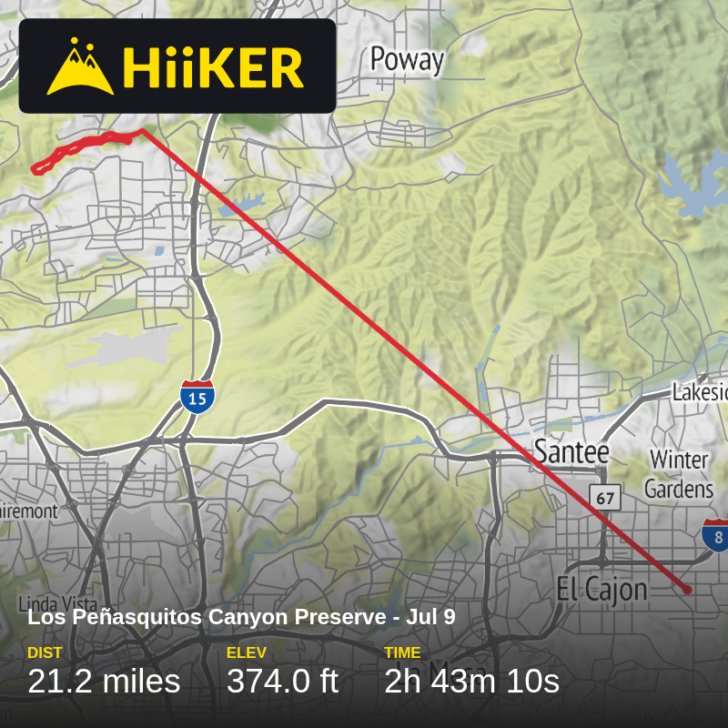 A map preview of the recording Los Peñasquitos Canyon Preserve - Jul 9.