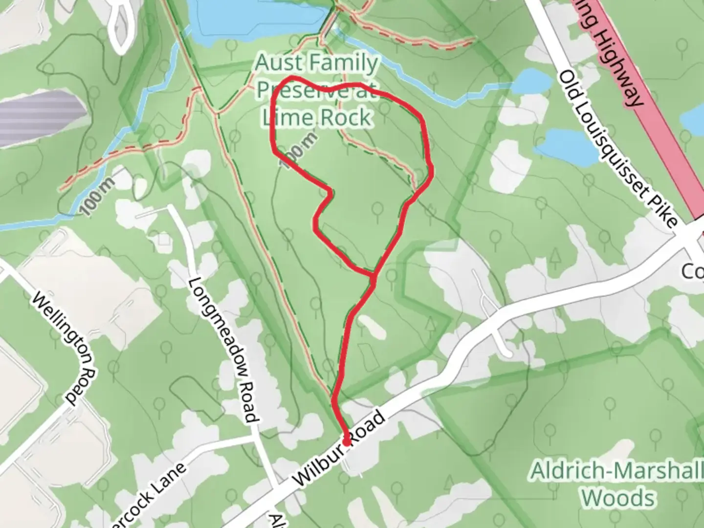 An image depicting the trail Moshassuck Loop and its surrounding area.