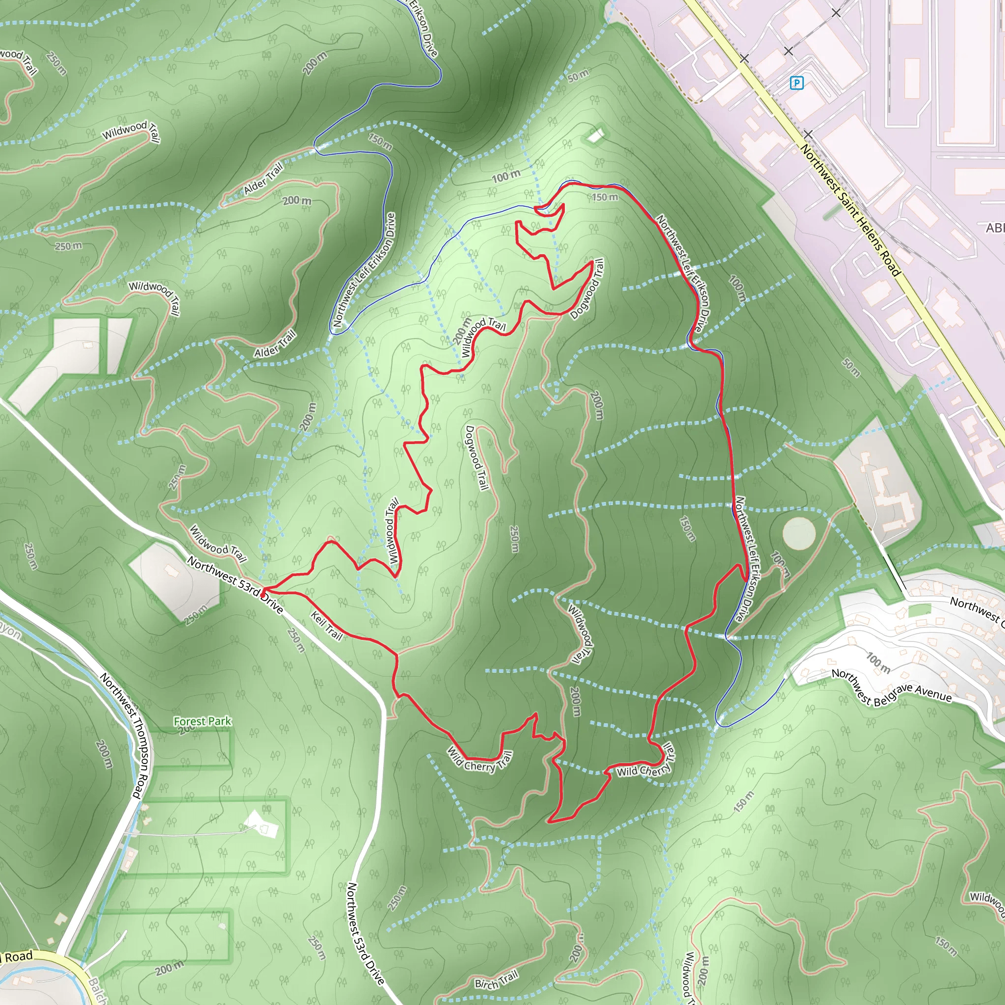Wildwood and Wild Cherry Loop Trail mobile static map