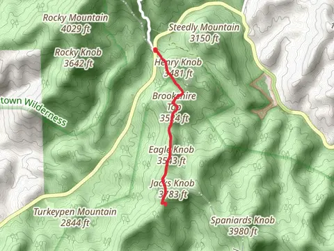 Brookshire Top and Henry Knob via Jacks KnobOut and Back