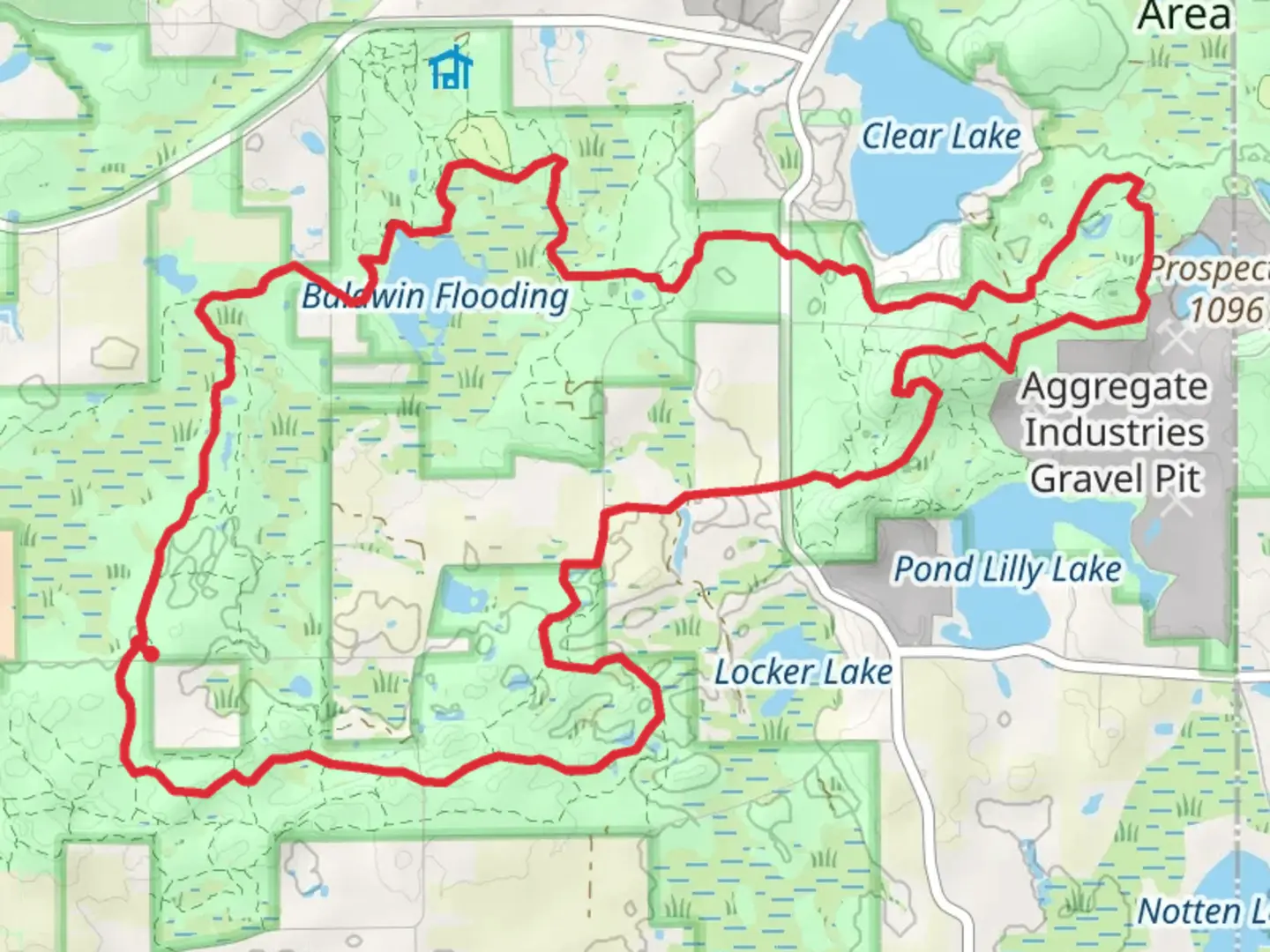 An image depicting the trail Waterloo Pinckney Loop Trail and its surrounding area.