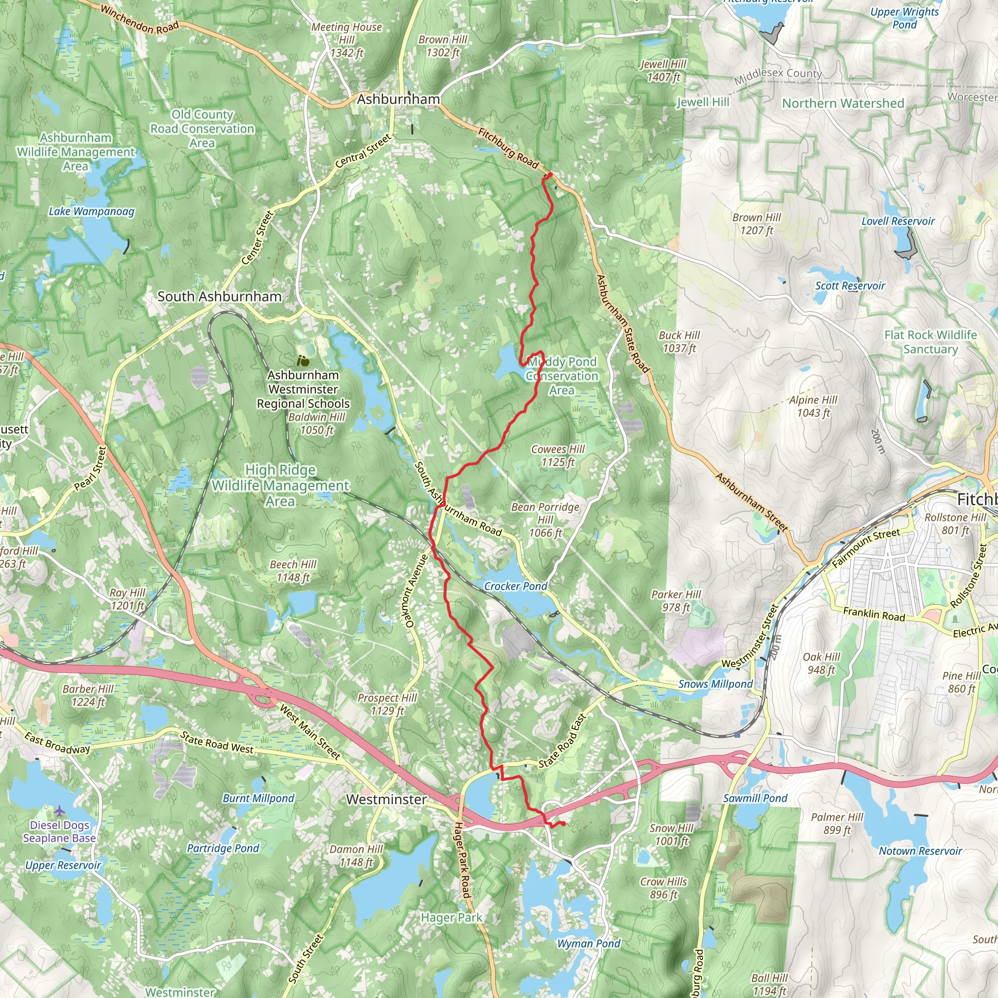 Westminster to Balckburn Village via Midstate Trail mobile static map