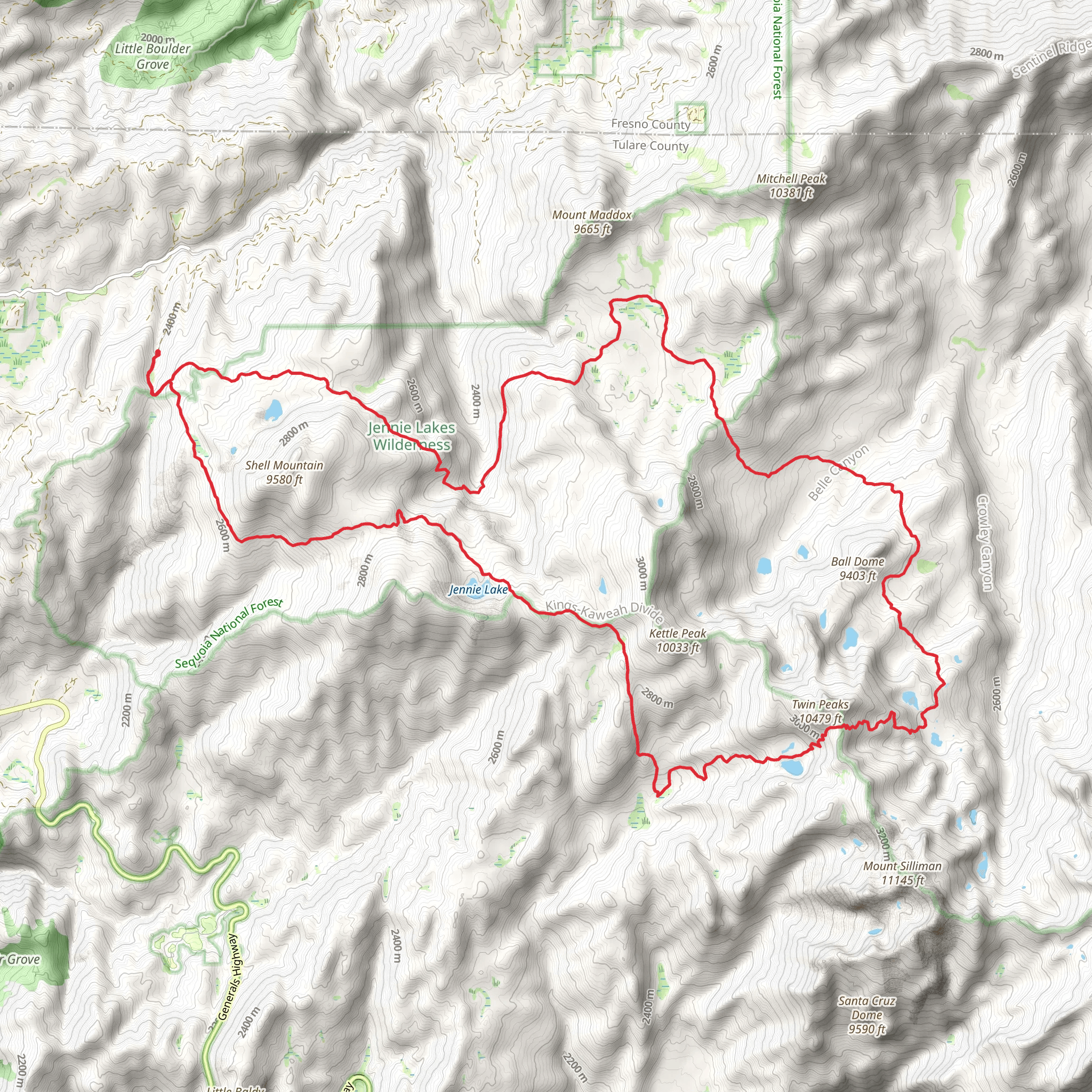 Jennie Lake, Silliman Pass South and Weaver Lake Loop Trail | Tulare