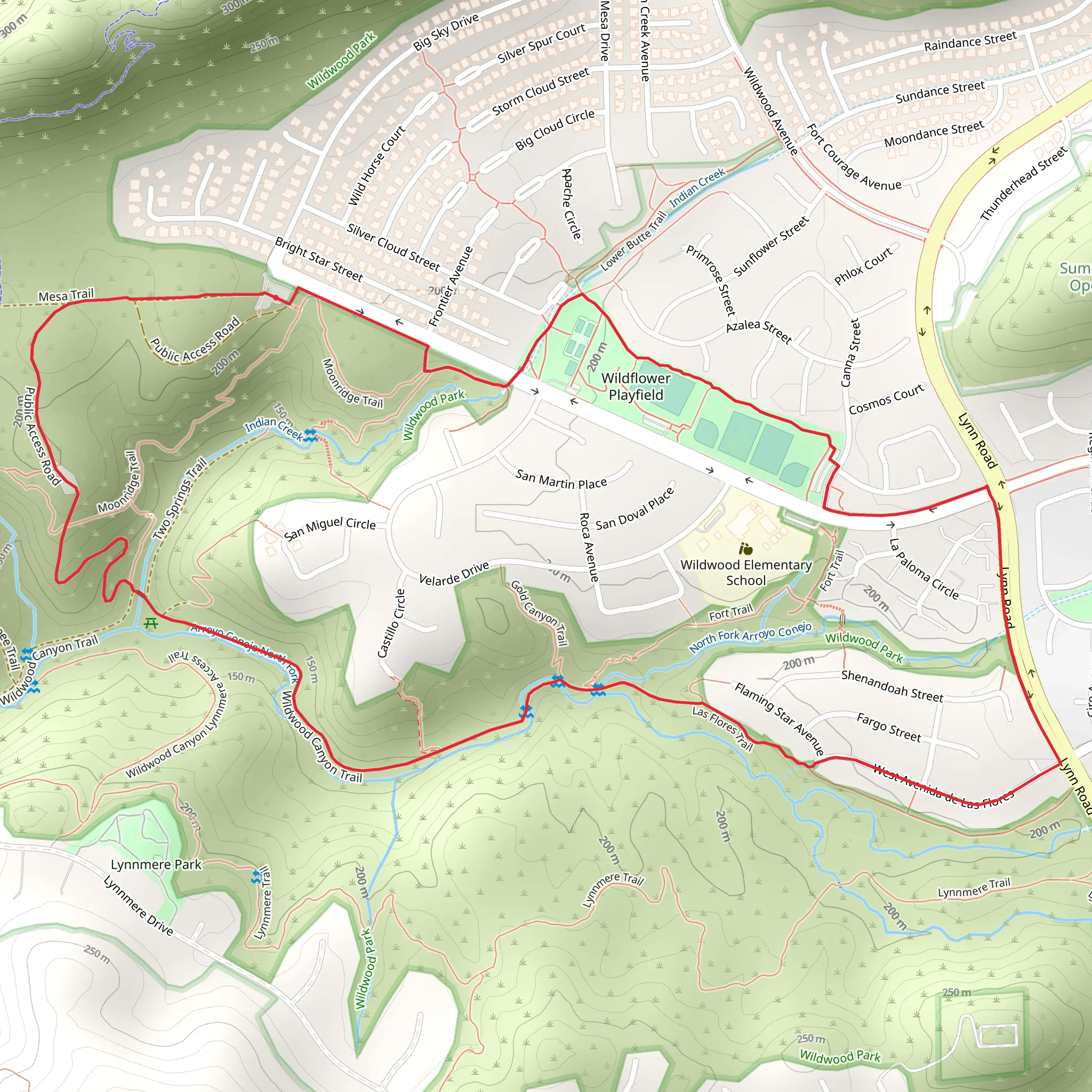 Wildwood Canyon and Las Flores Loop Trail mobile static map