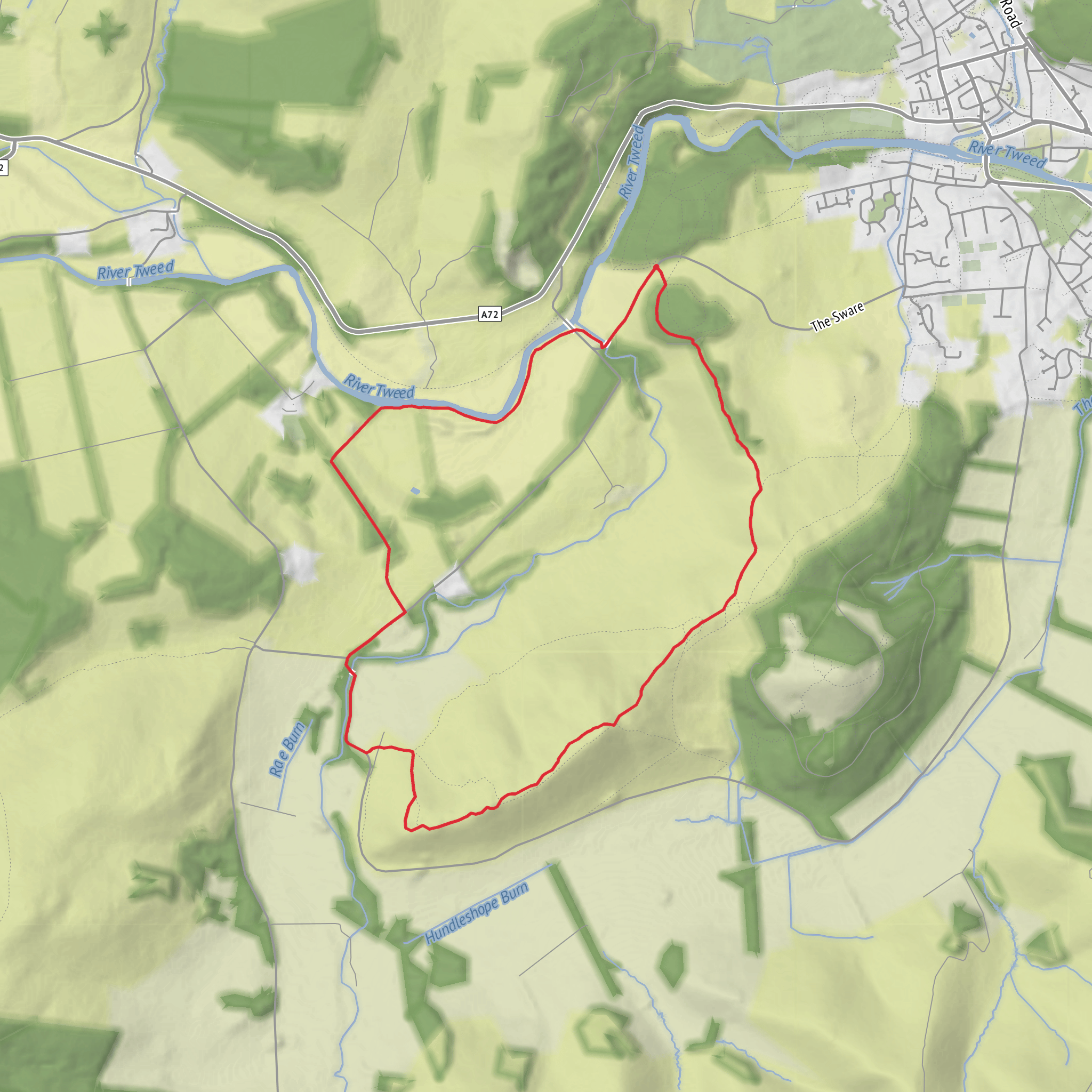 Monorbridge Wood, Cademuir fort and Tweed Valley Loop mobile static map