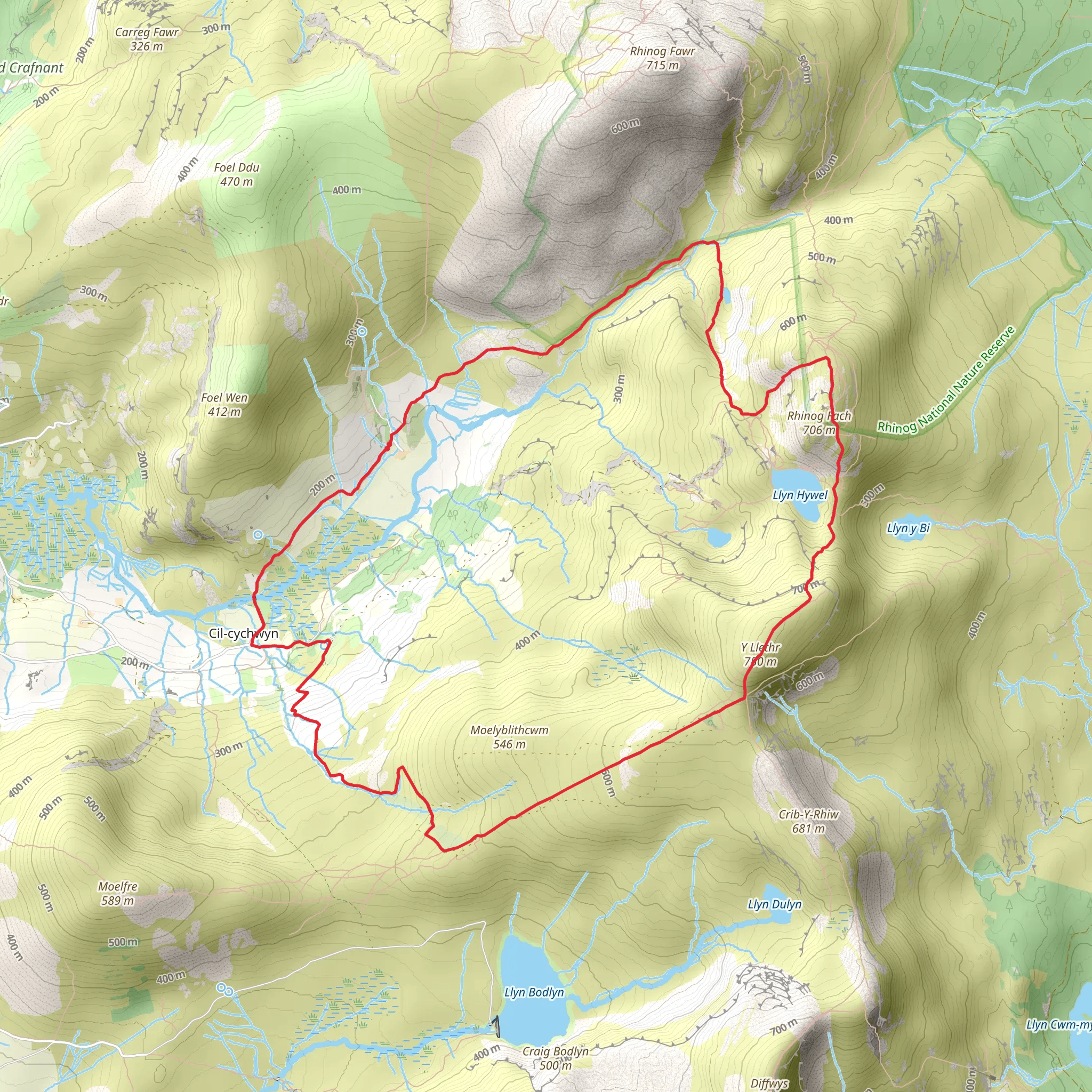 Rhinog Fach and Y Llethr (29) mobile static map