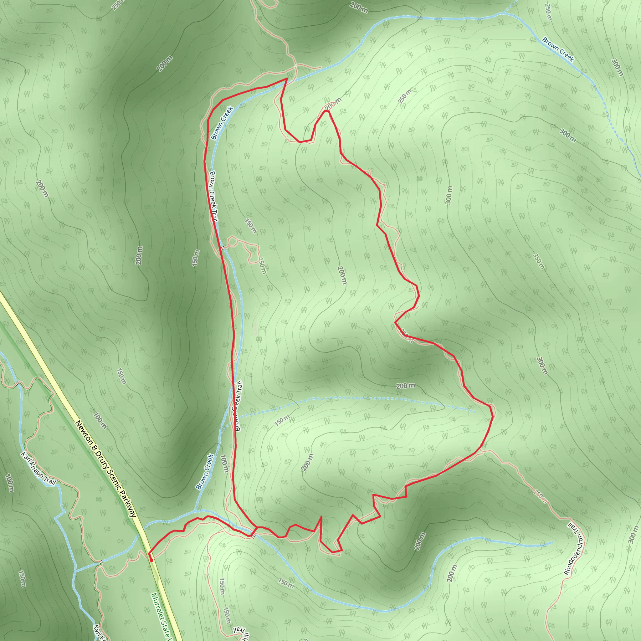 Brown Creek and Rhododendron Loop Trail mobile static map