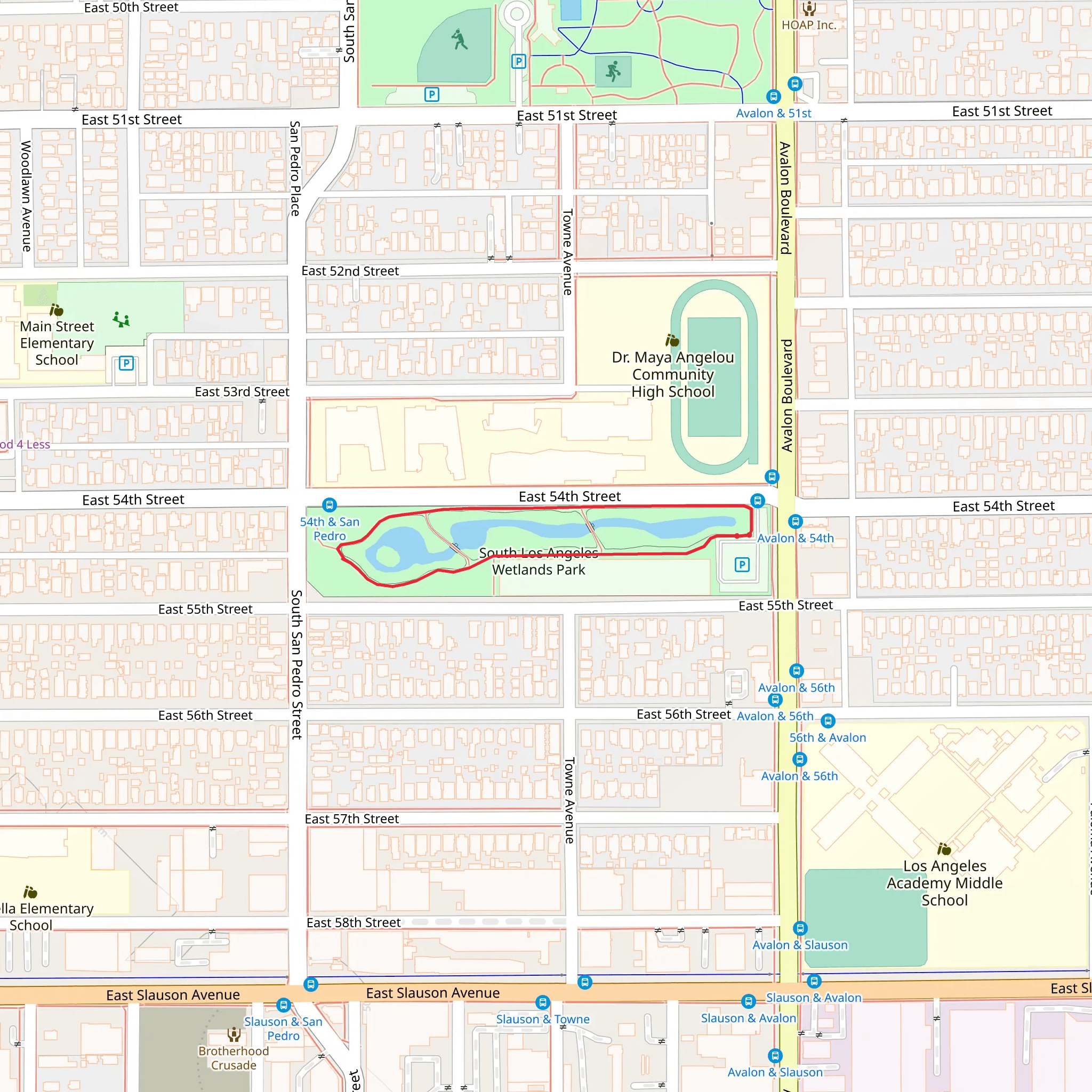 South Los Angeles Wetlands Park Loop mobile static map