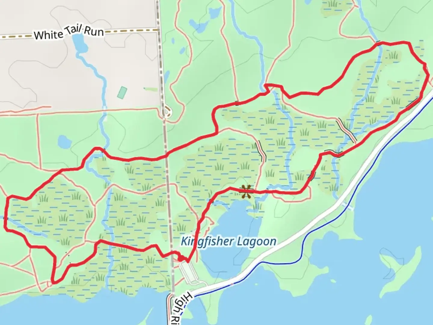 An image depicting the trail Deer Run, Aspen and Wildwing Loop Trail and its surrounding area.