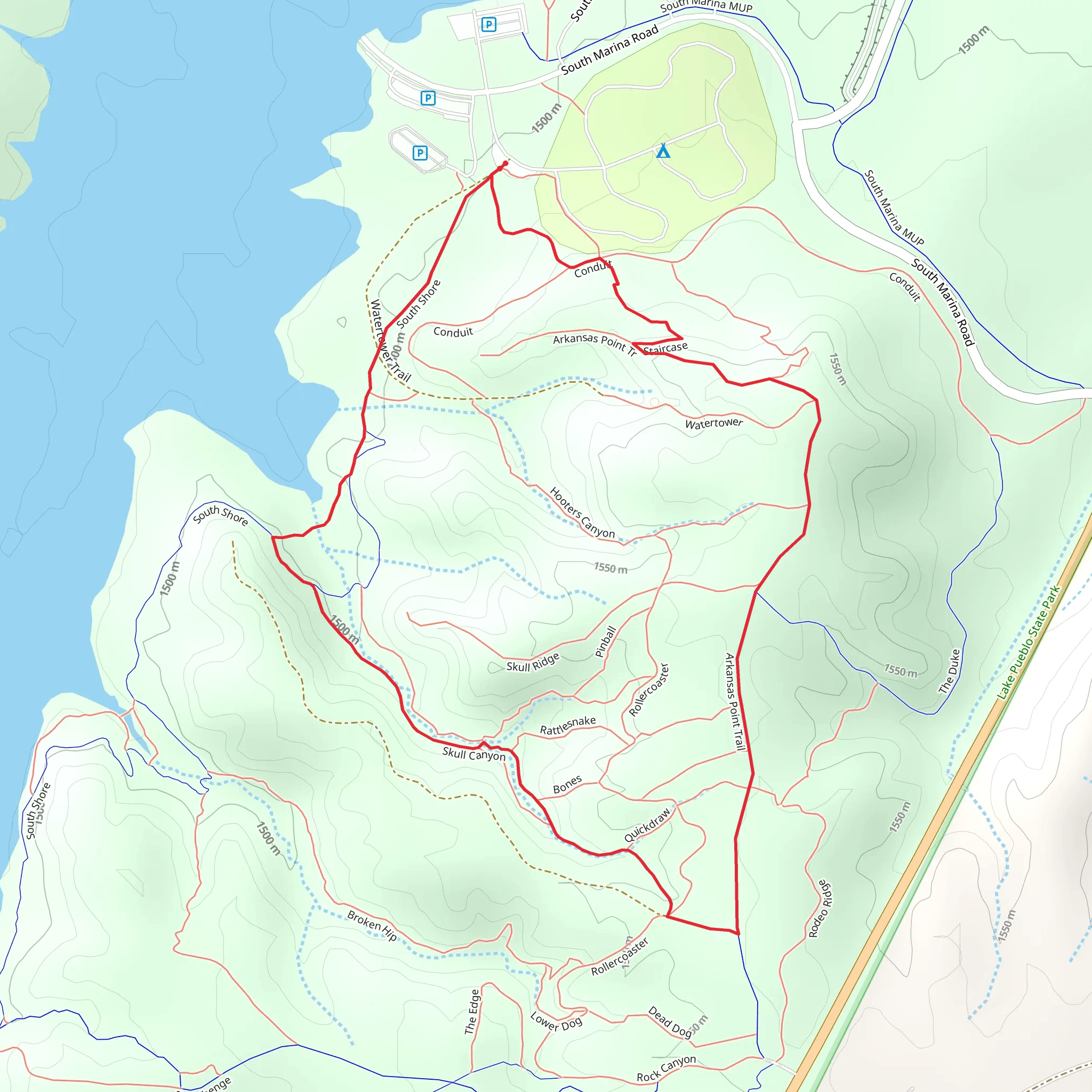 Arkansas Point and Skull Canyon Loop Trail mobile static map