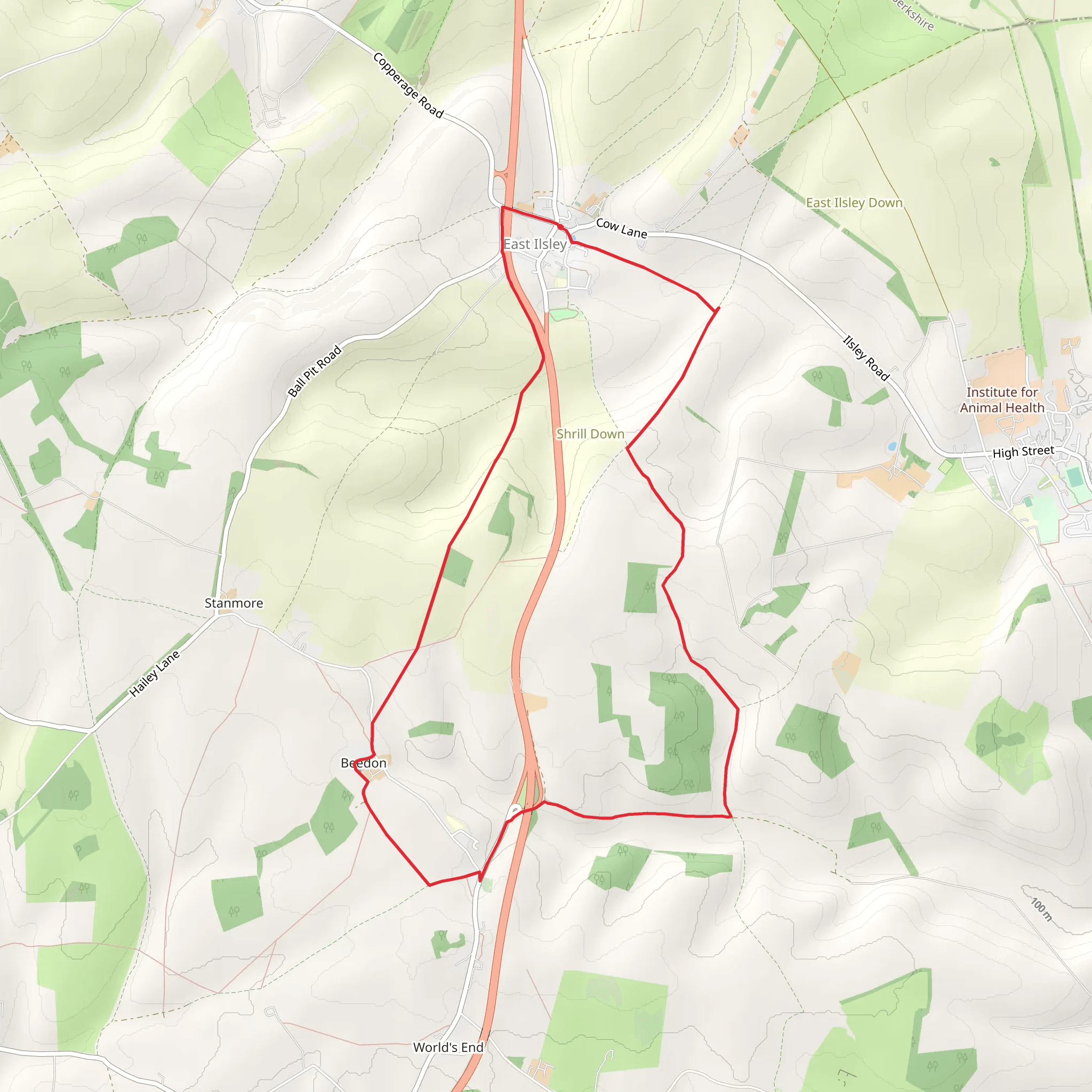 East Ilsley and Beedon Loop mobile static map