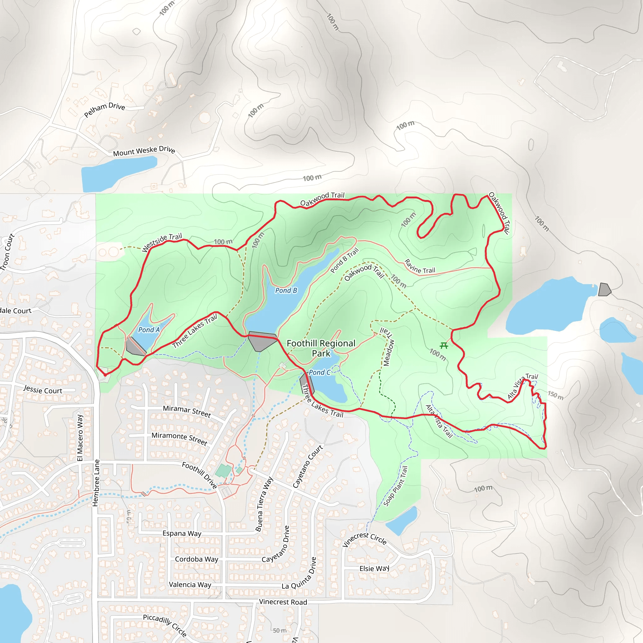 Alta Vista and Oakwood Loop Trail mobile static map