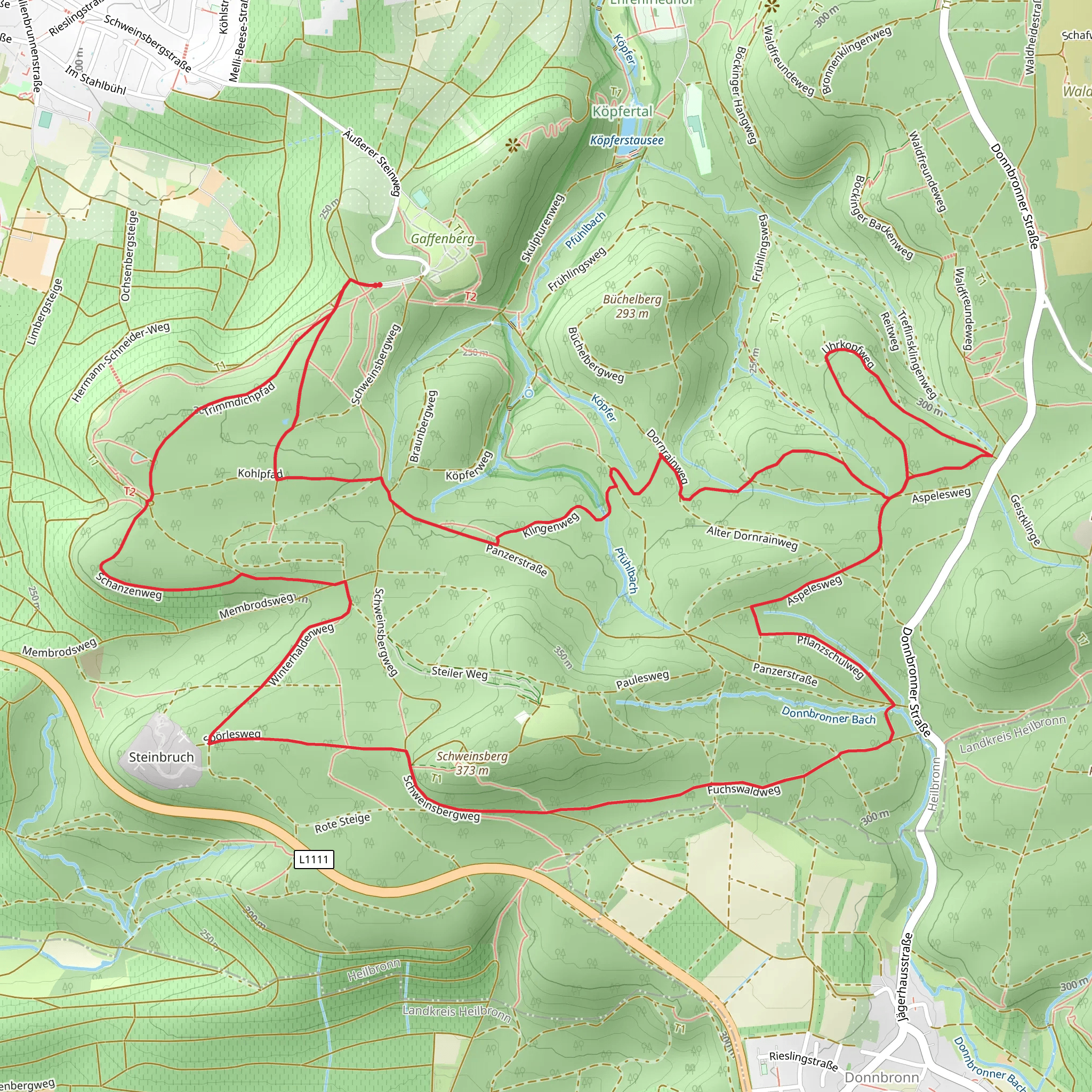 Heilbronner Rundwanderweg and Frankenweg mobile static map