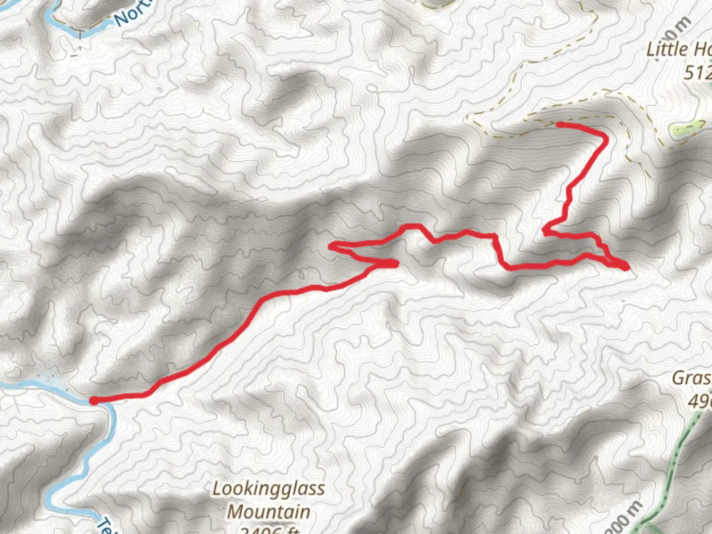An image depicting the trail Sycamore Creek Trail from River Road and its surrounding area.
