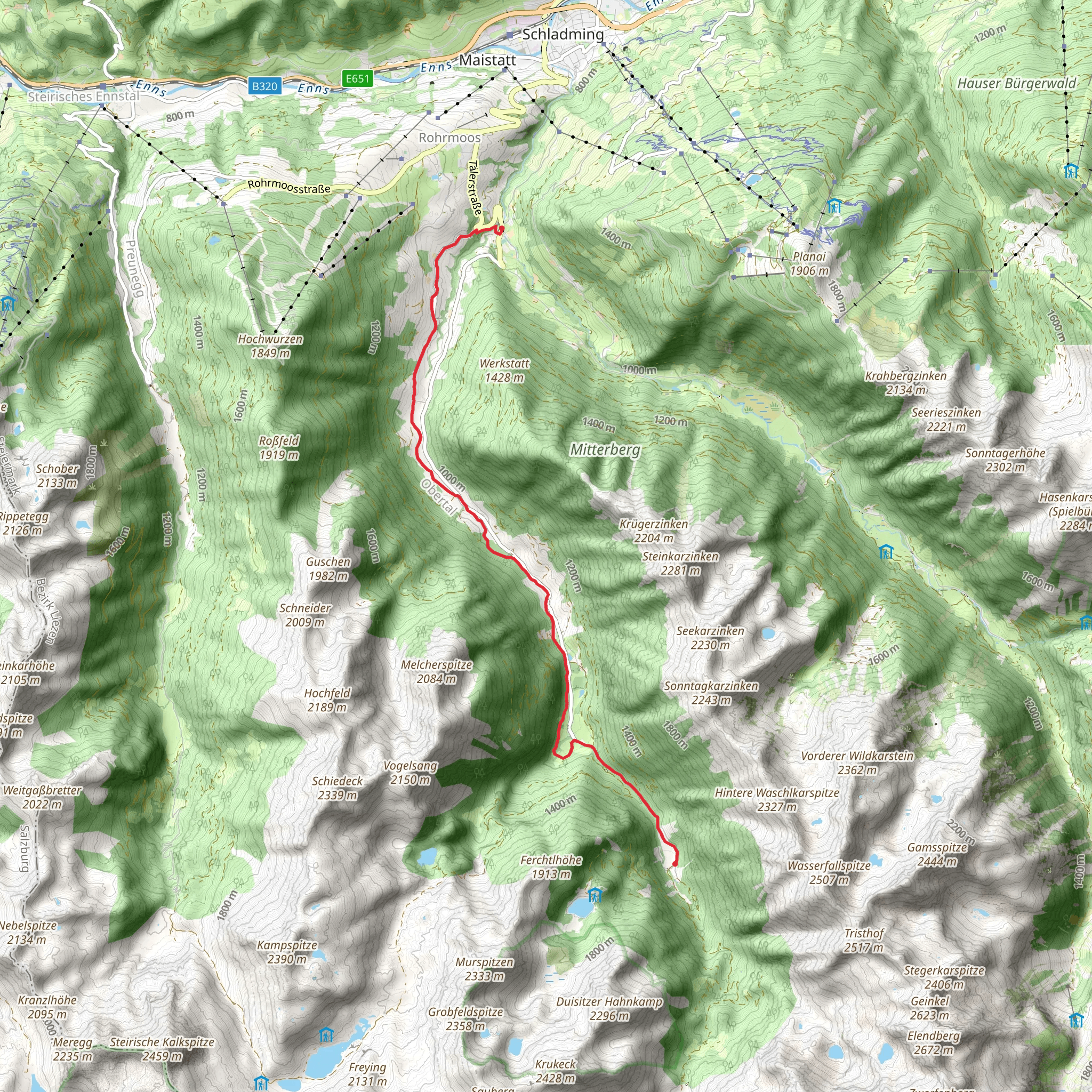 Village Untertal to Obertal Valley mobile static map