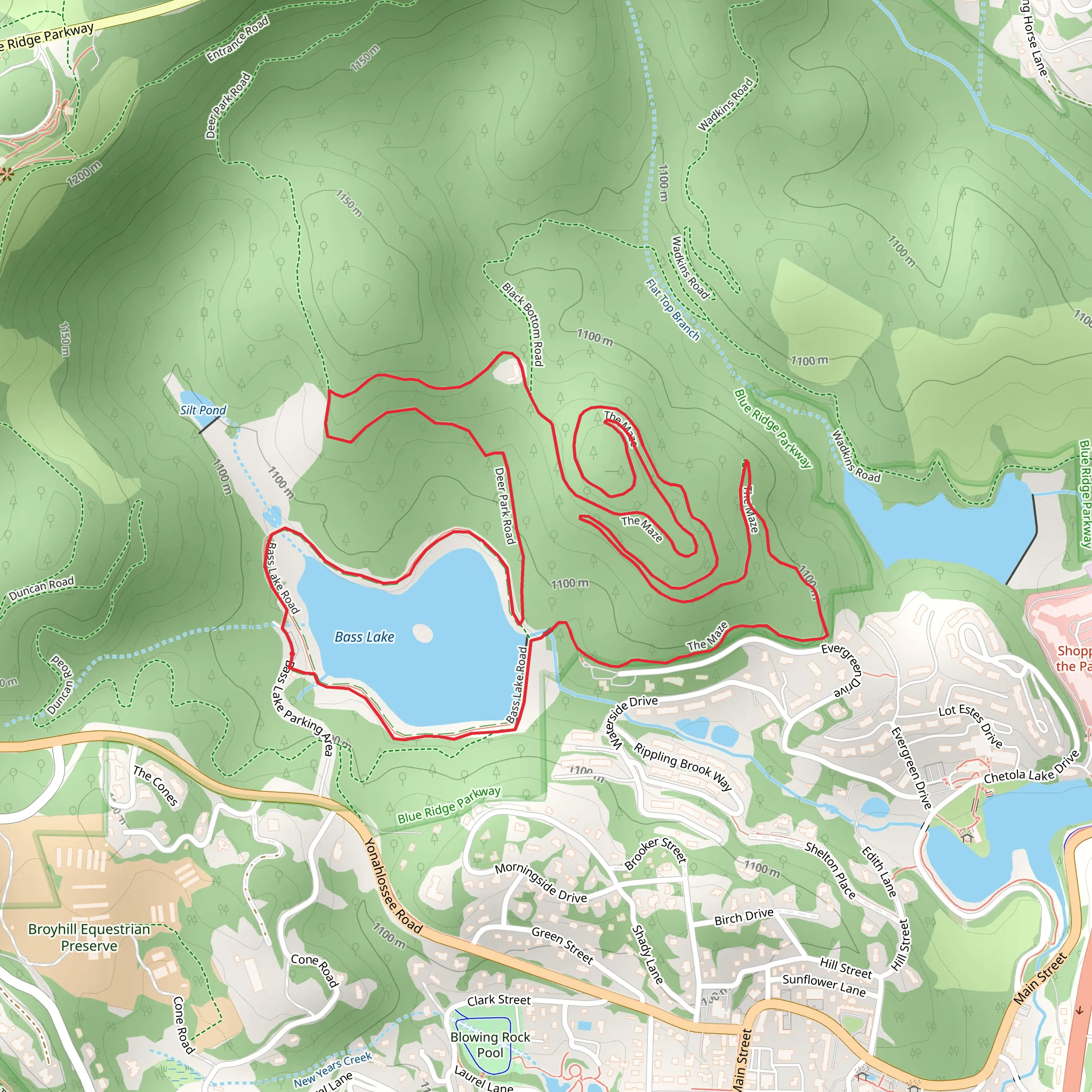 Bass Lake and The Maze Loop mobile static map