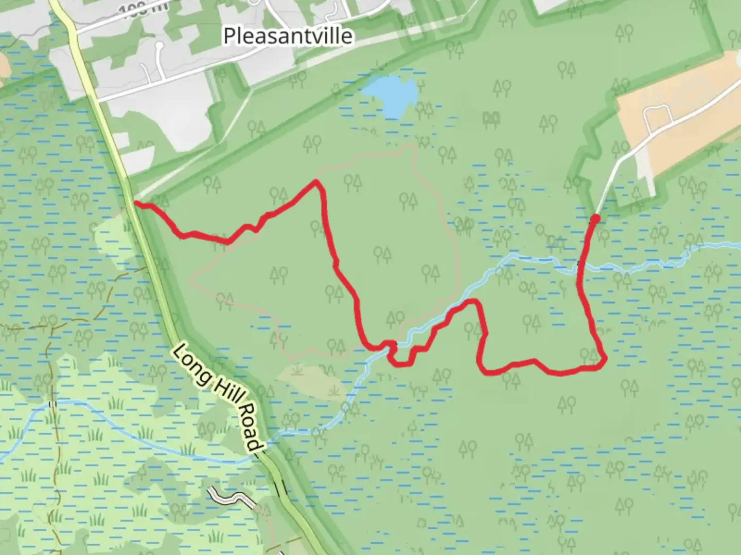 An image depicting the trail Blue Trail Out and Back and its surrounding area.