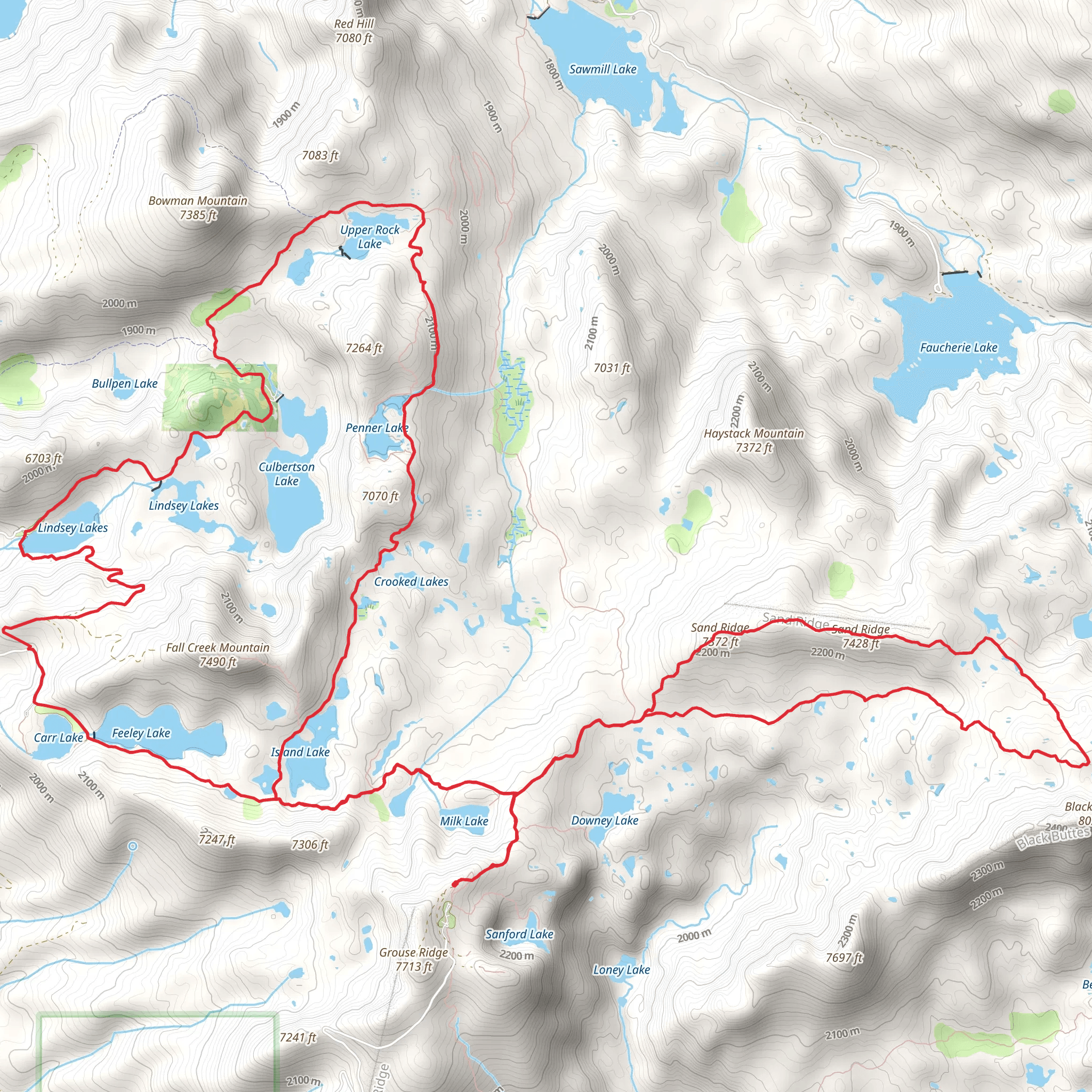 Feeley Lake, Lindsey Lake and Sand Ridge Loop mobile static map