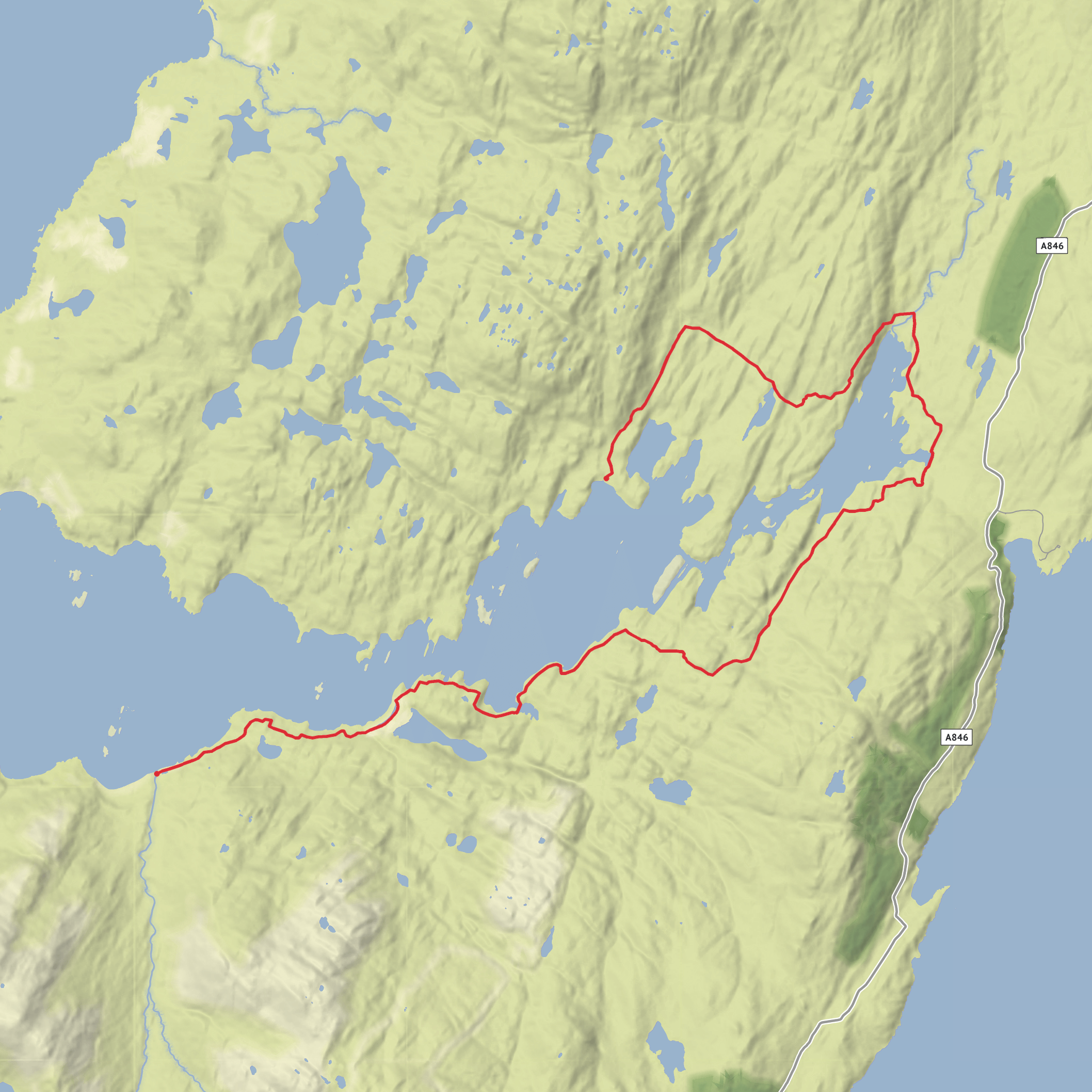 Cruib Lodge to Glenbatrick Bay via Loch Tarbert mobile static map